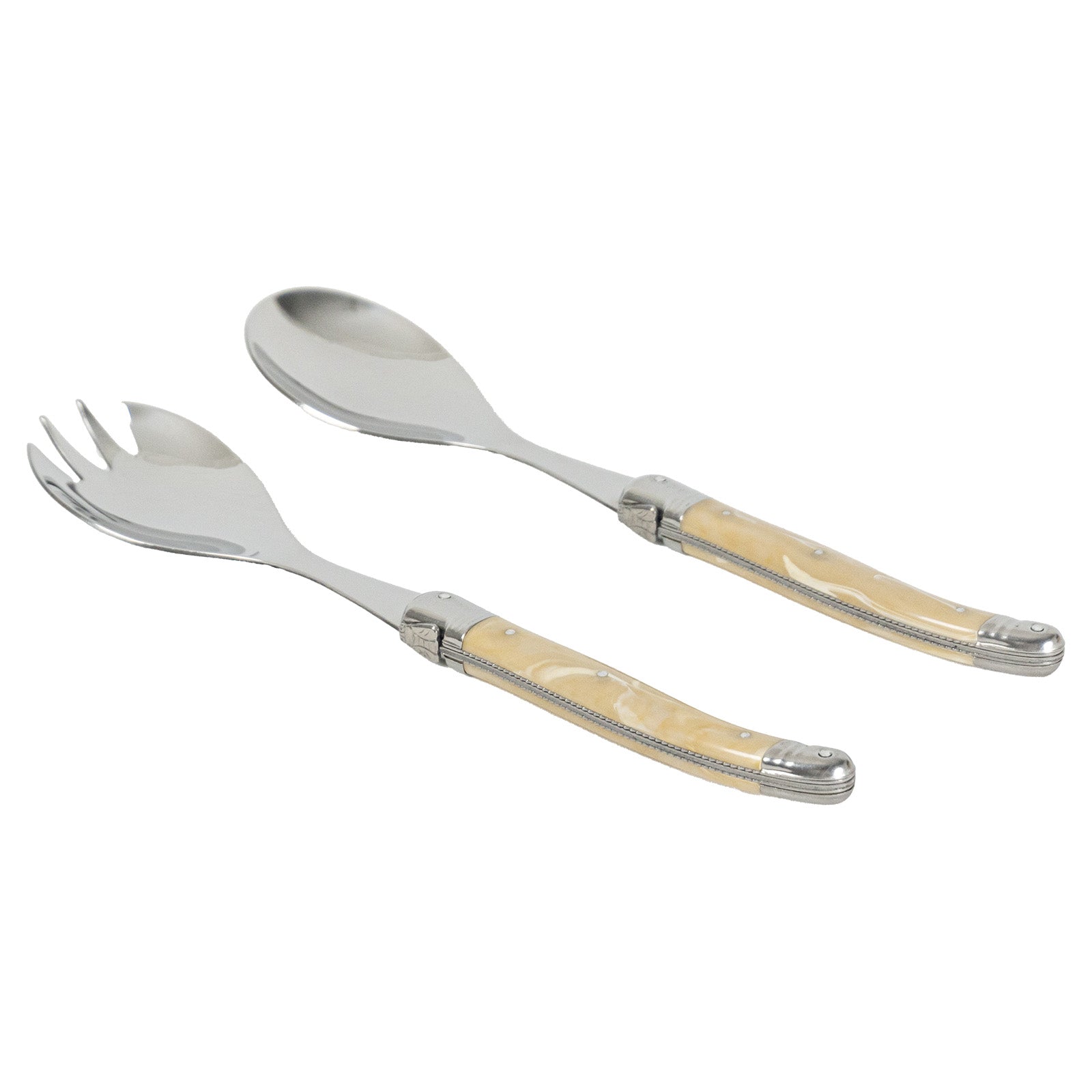 Laguiole Jean Neron Salad Server Set - Light Horn