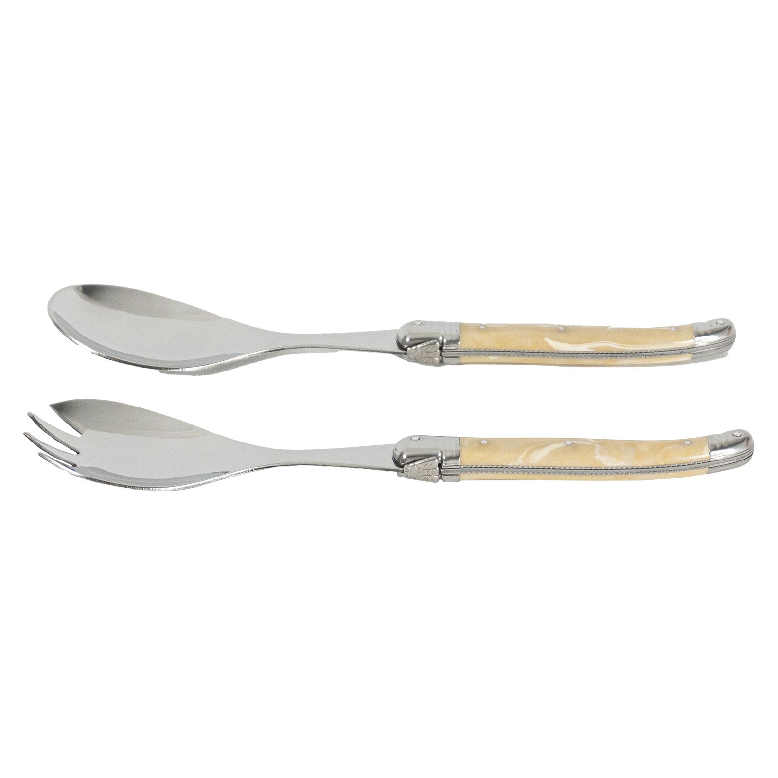 Laguiole Jean Neron Salad Server Set - Light Horn
