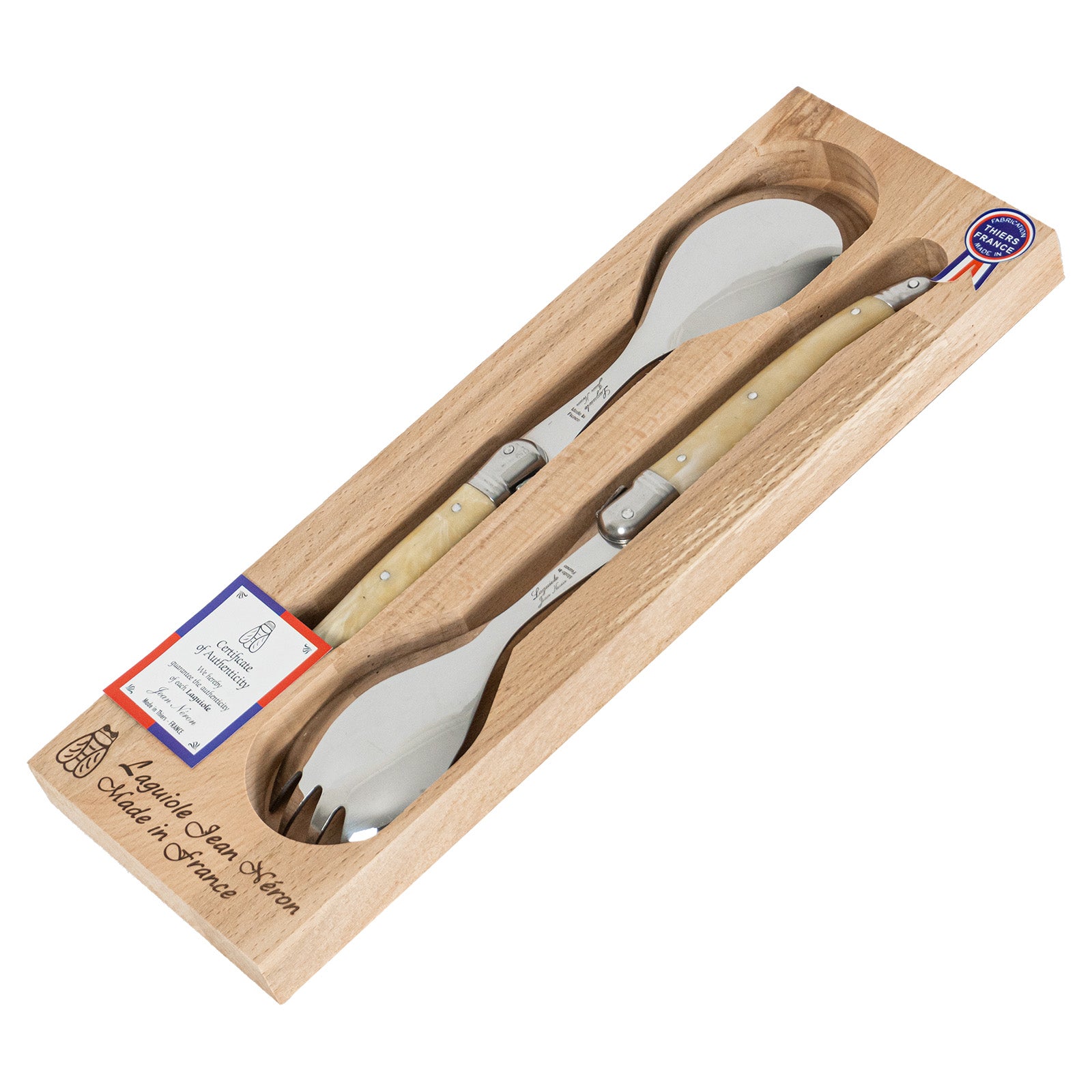 Laguiole Jean Neron Salad Server Set - Light Horn