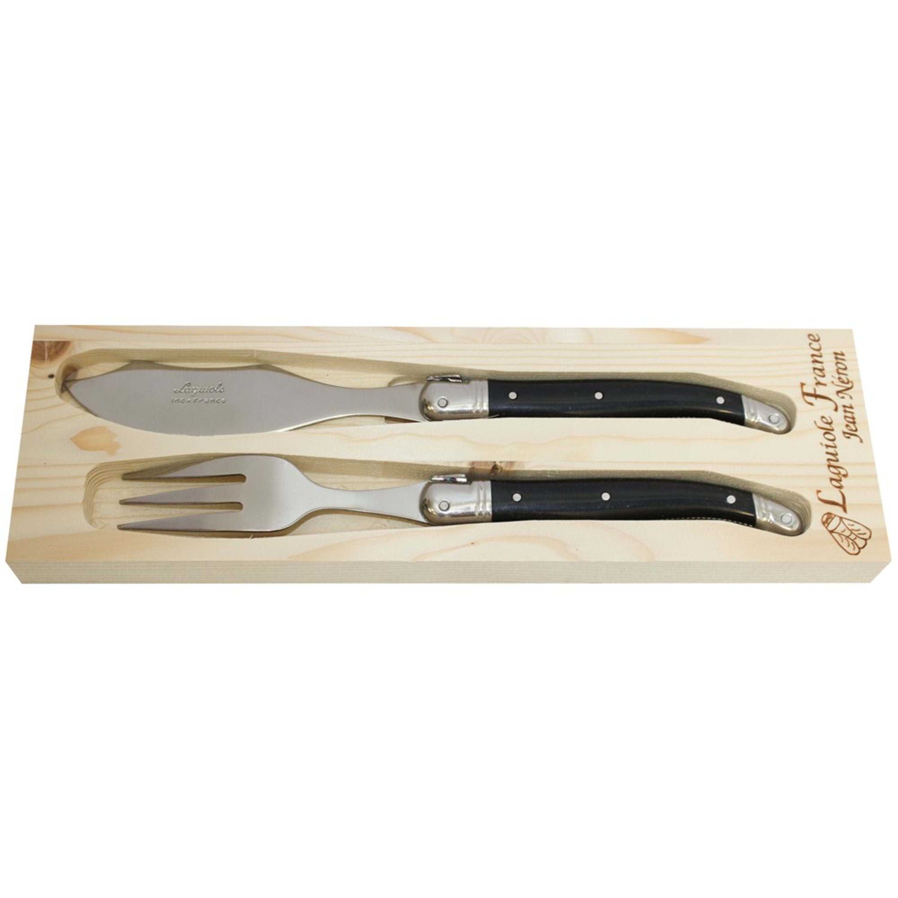 Laguiole Jean Néron 2 Piece Fish Knife Set - Black