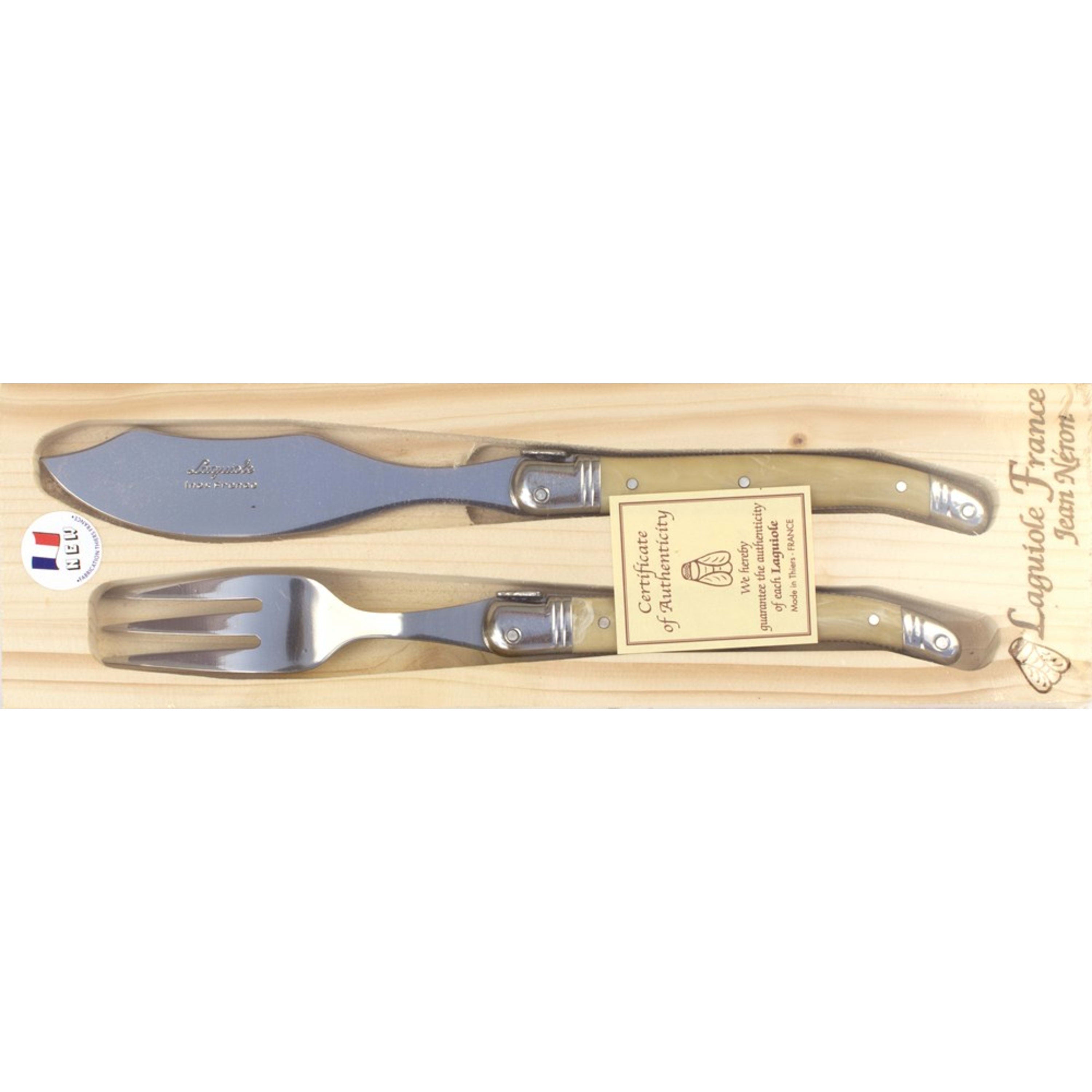 Laguiole Jean Néron 2 Piece Fish Knife Set - Light Horn