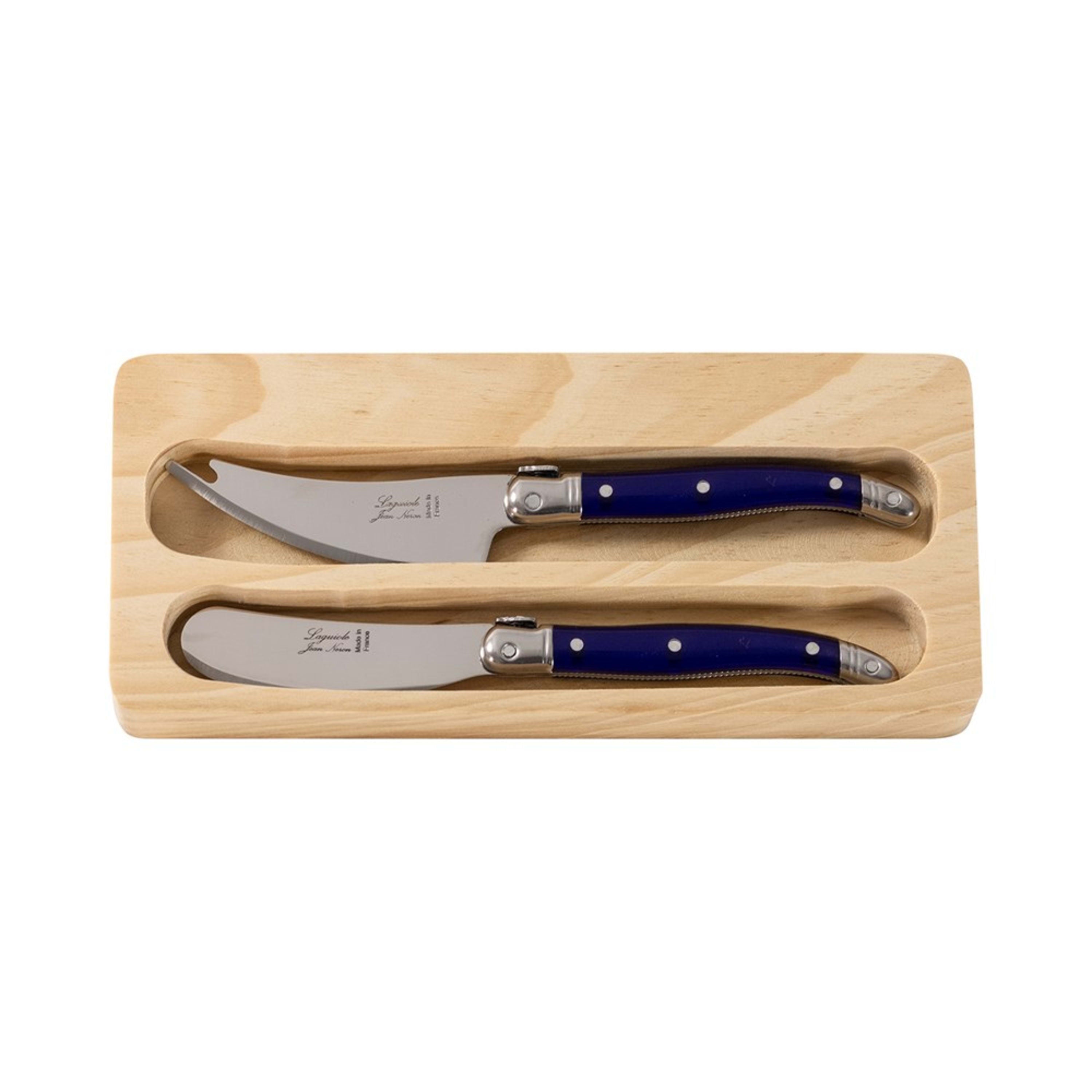 Laguiole Jean Néron 2 Piece Le Buron Cheese Knife & Spreader Set - French Blue