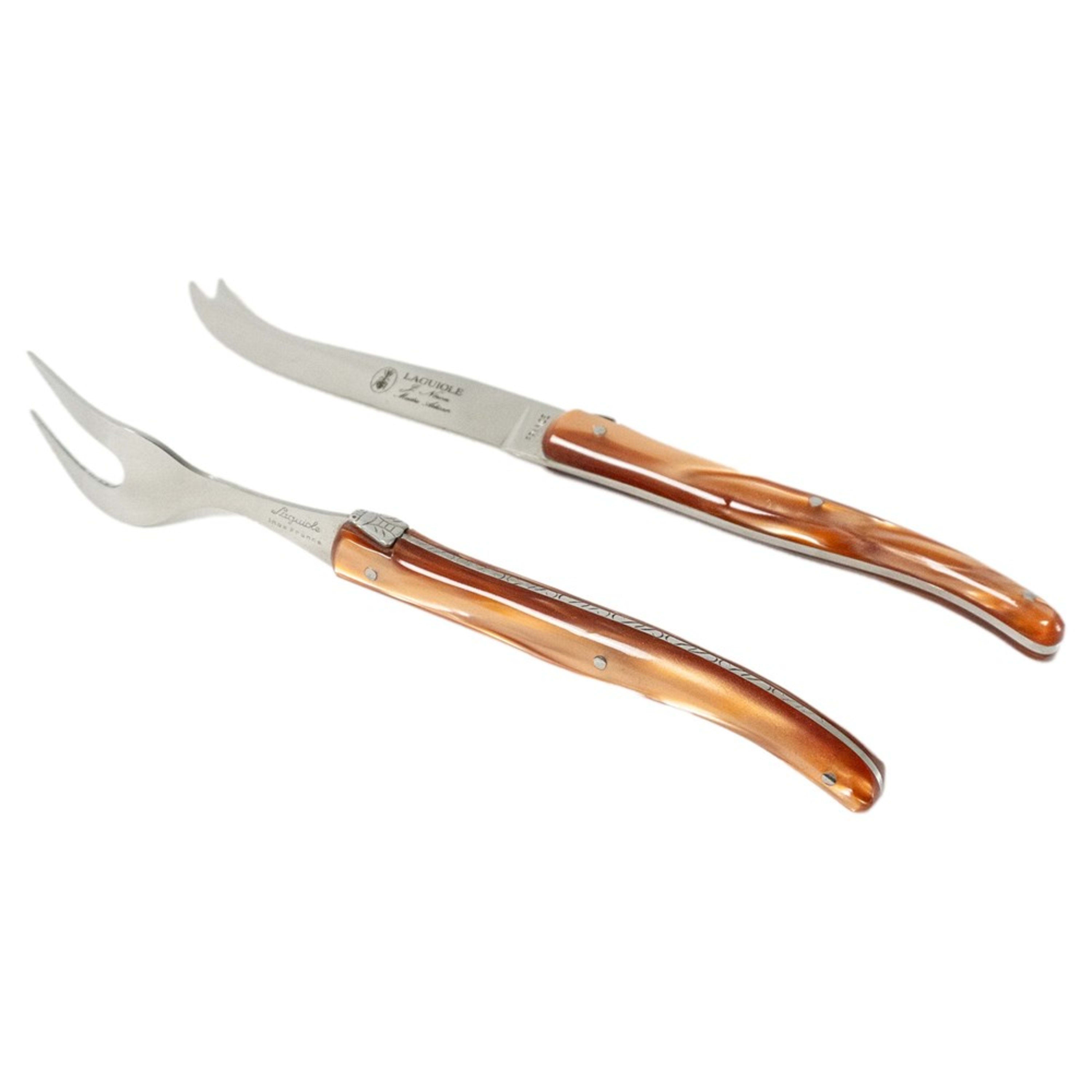 Laguiole Jean Néron Plexiglas 2 Piece Cheese Set - Chocolate