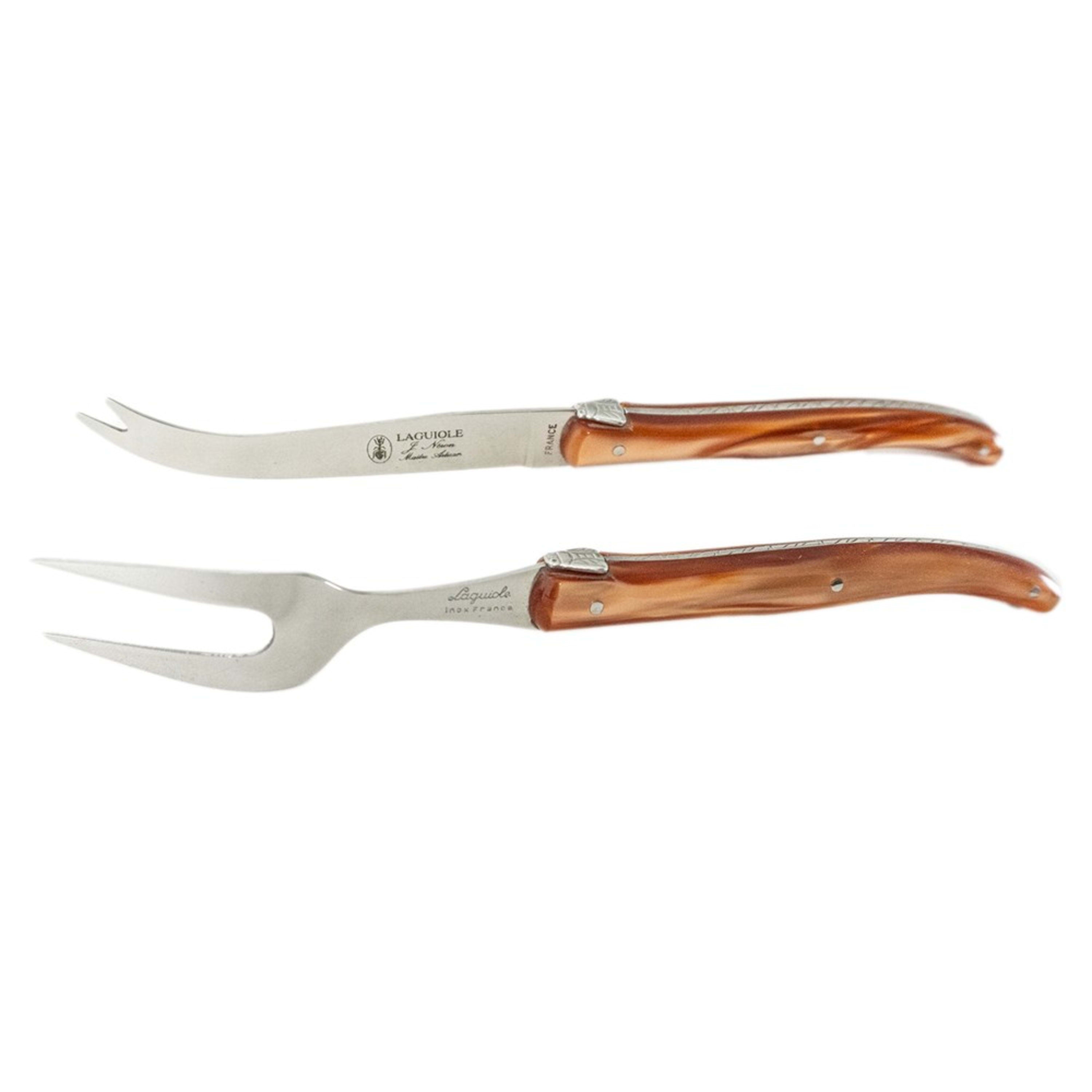Laguiole Jean Néron Plexiglas 2 Piece Cheese Set - Chocolate