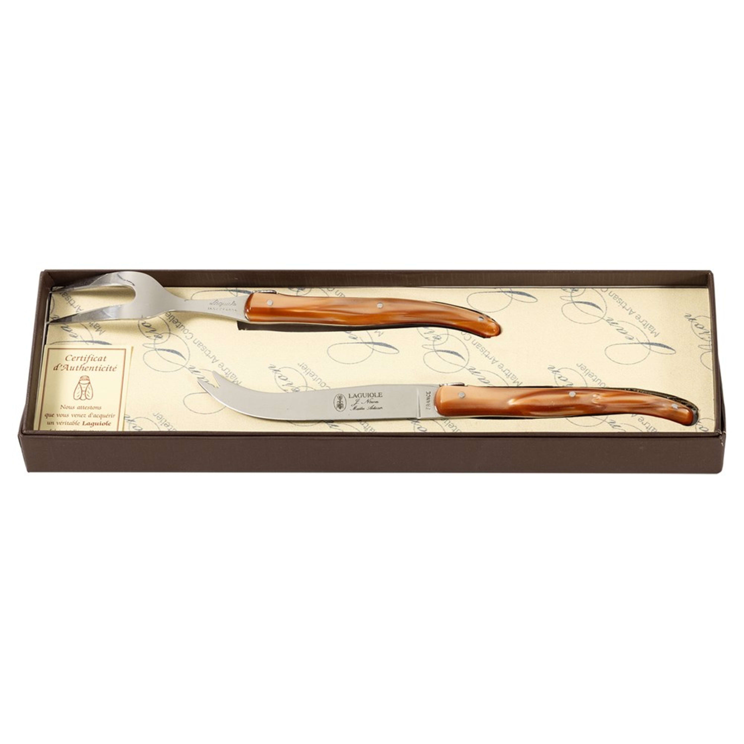 Laguiole Jean Néron Plexiglas 2 Piece Cheese Set - Chocolate