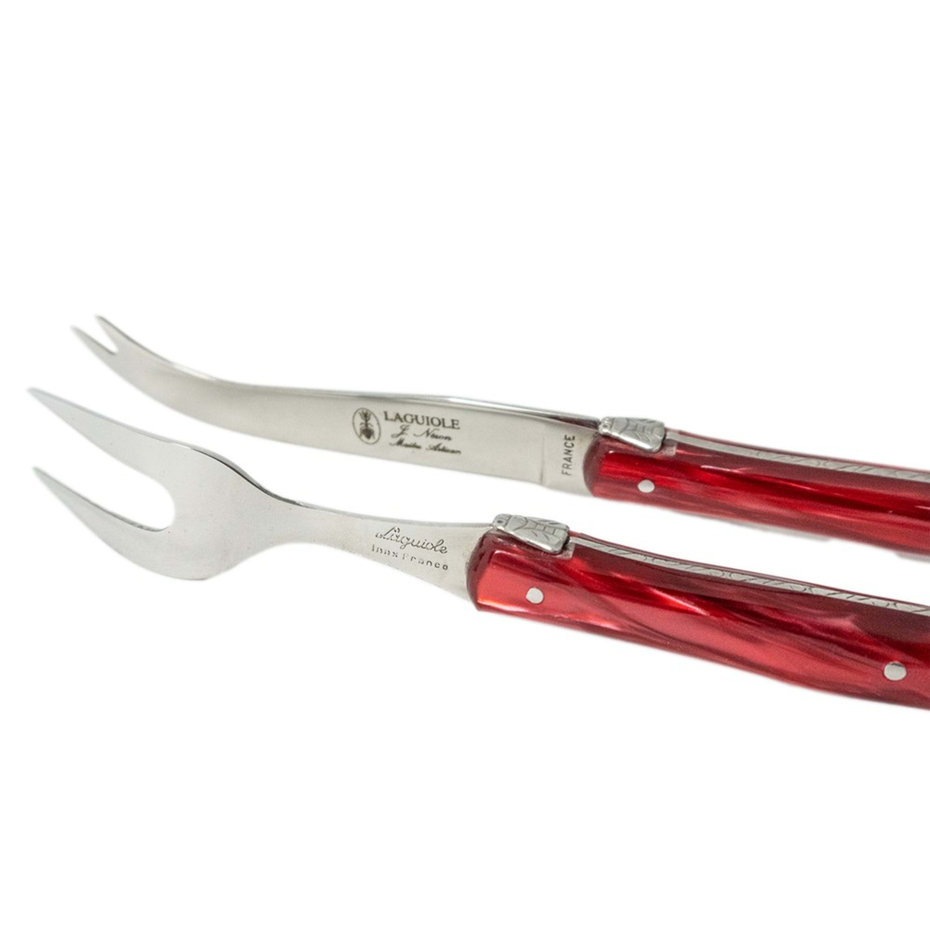Laguiole Jean Néron Plexiglas 2 Piece Cheese Set - Red