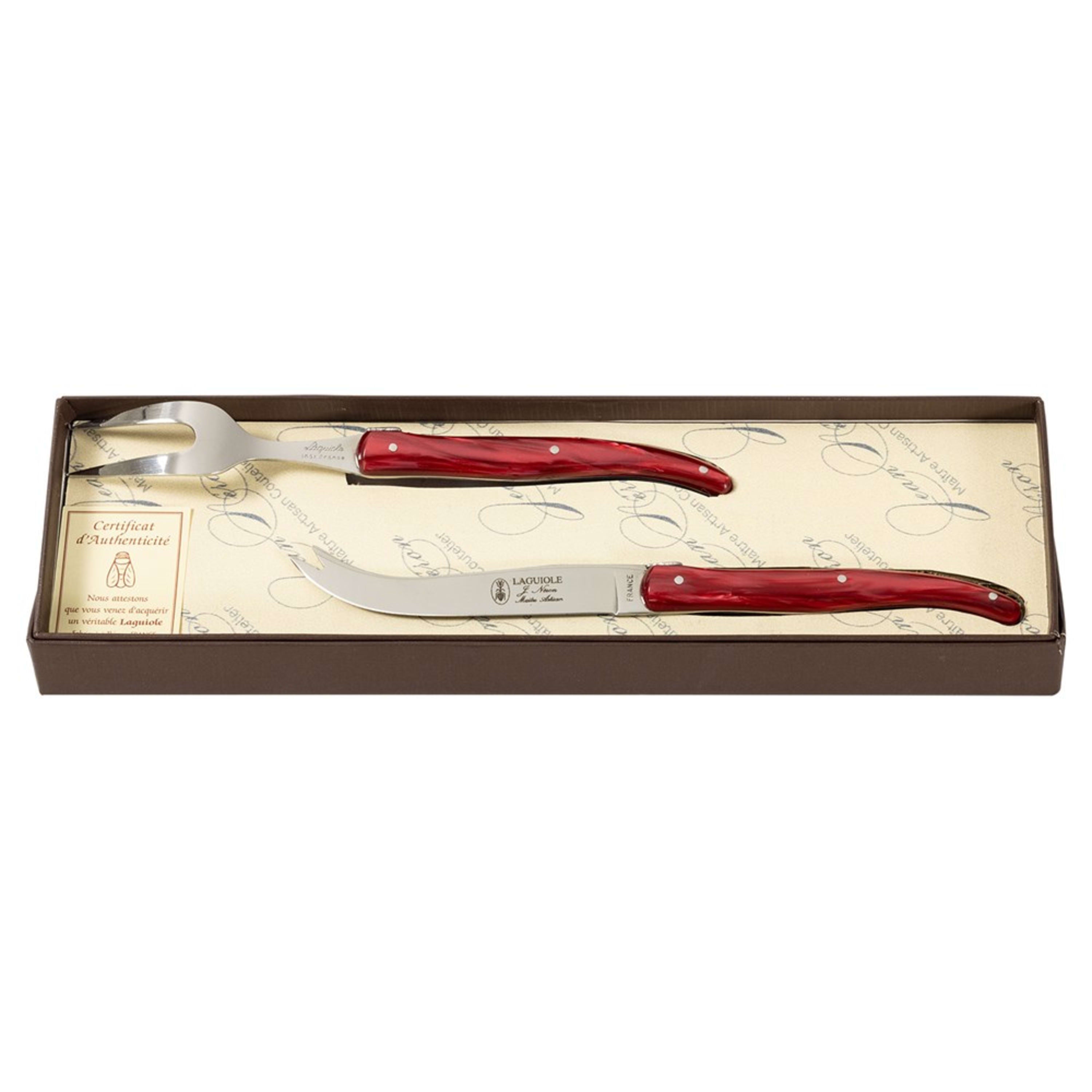 Laguiole Jean Néron Plexiglas 2 Piece Cheese Set - Red