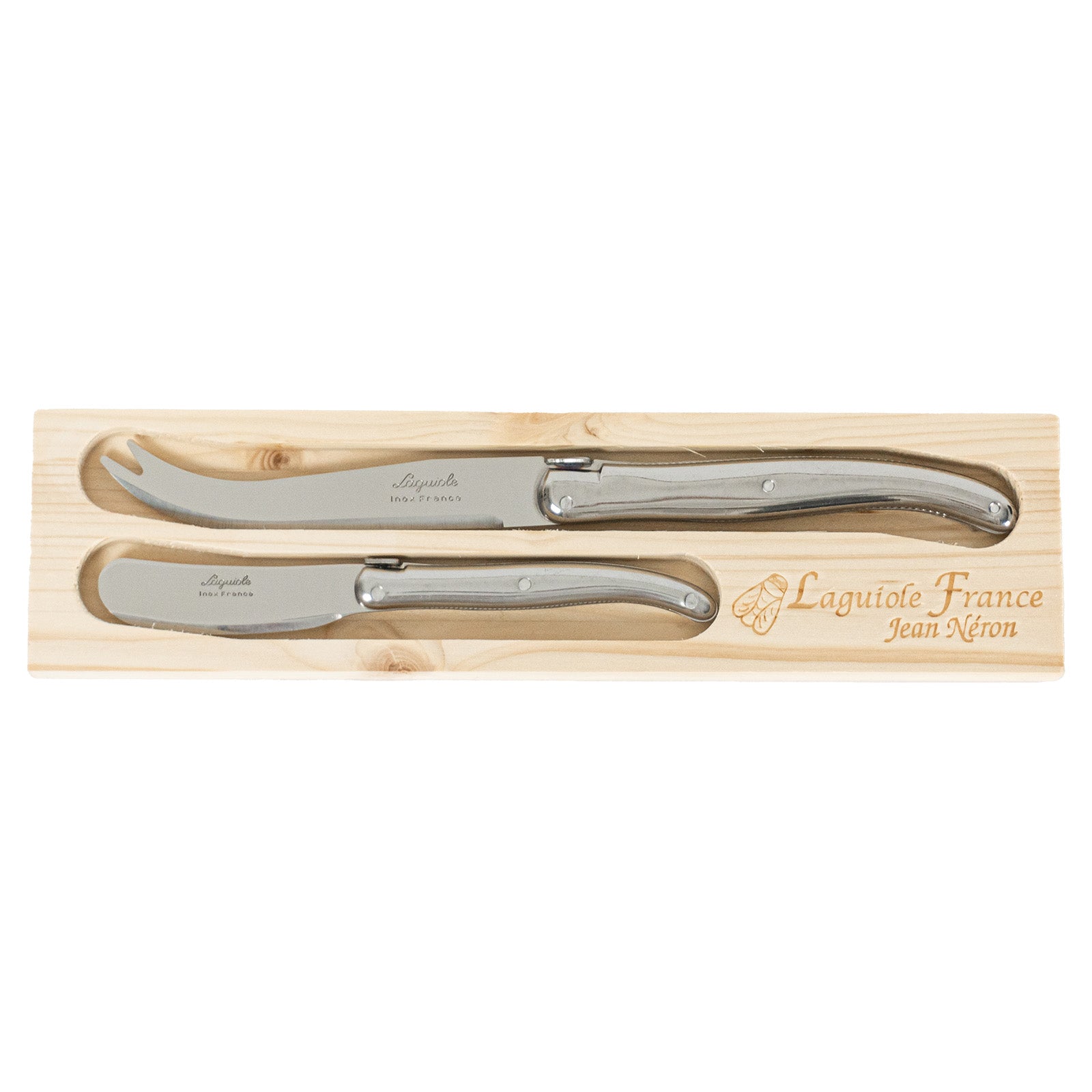 Laguiole Jean Neron Stainless Steel Handle Cheese & Pate Knife Set