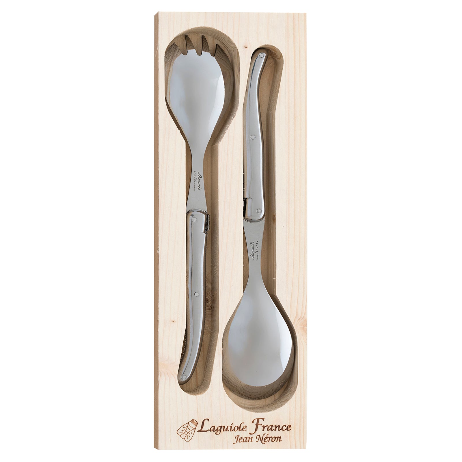 Laguiole Jean Neron Stainless Steel Handle Salad Server Set