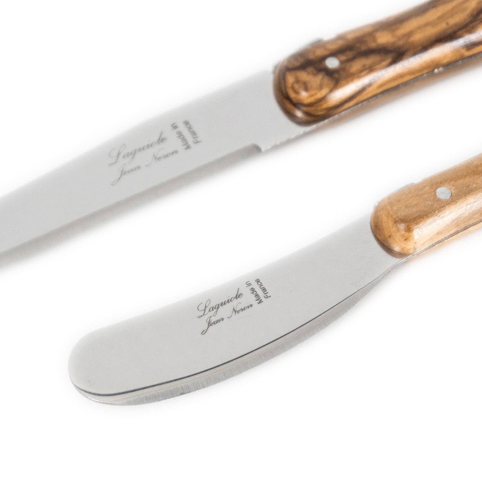 Laguiole Jean Neron Olive Wood Cheese & Pate Knife Set with Cleaver