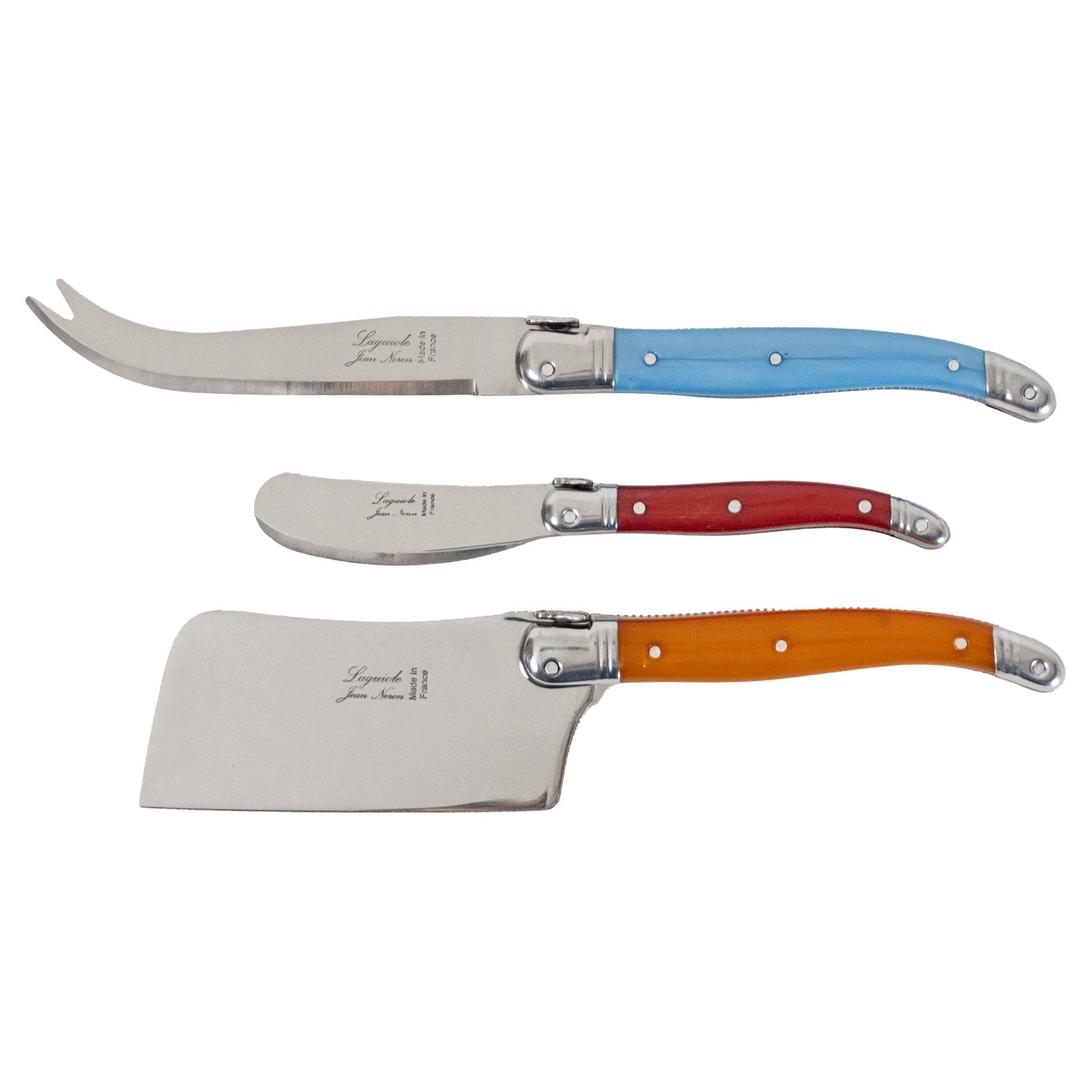 Laguiole Jean Neron Cheese & Pate Knife Set with Cleaver - Mixed Colour