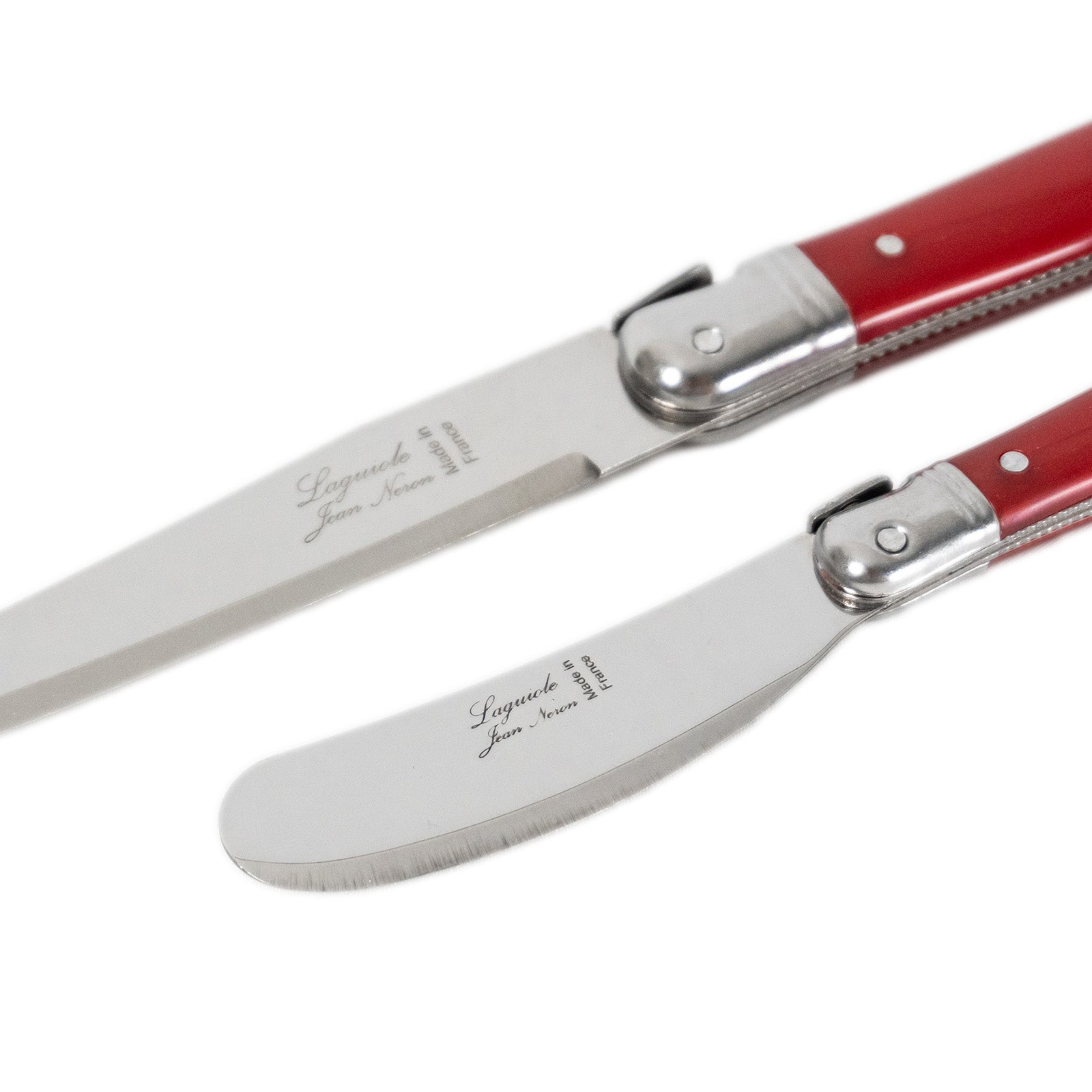 Laguiole Jean Neron Cheese & Pate Knife Set with Cleaver - Red