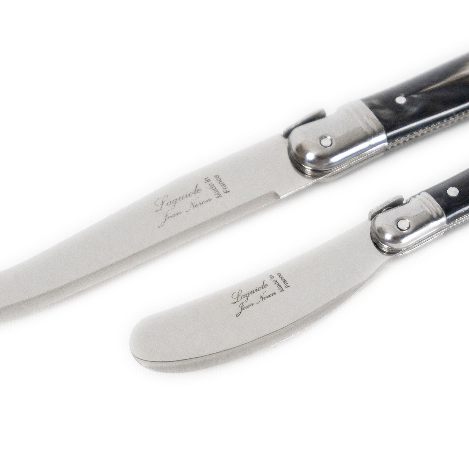 Laguiole Jean Neron Cheese & Pate Knife Set with Cleaver - Black Horn