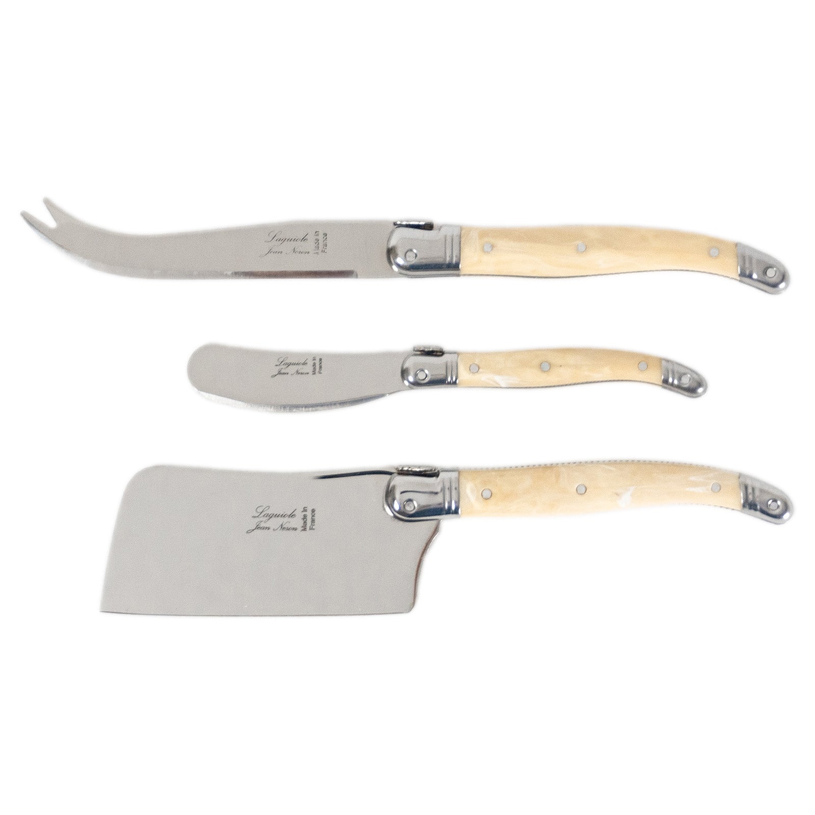 Laguiole Jean Neron Cheese & Pate Knife Set with Cleaver - Light Horn