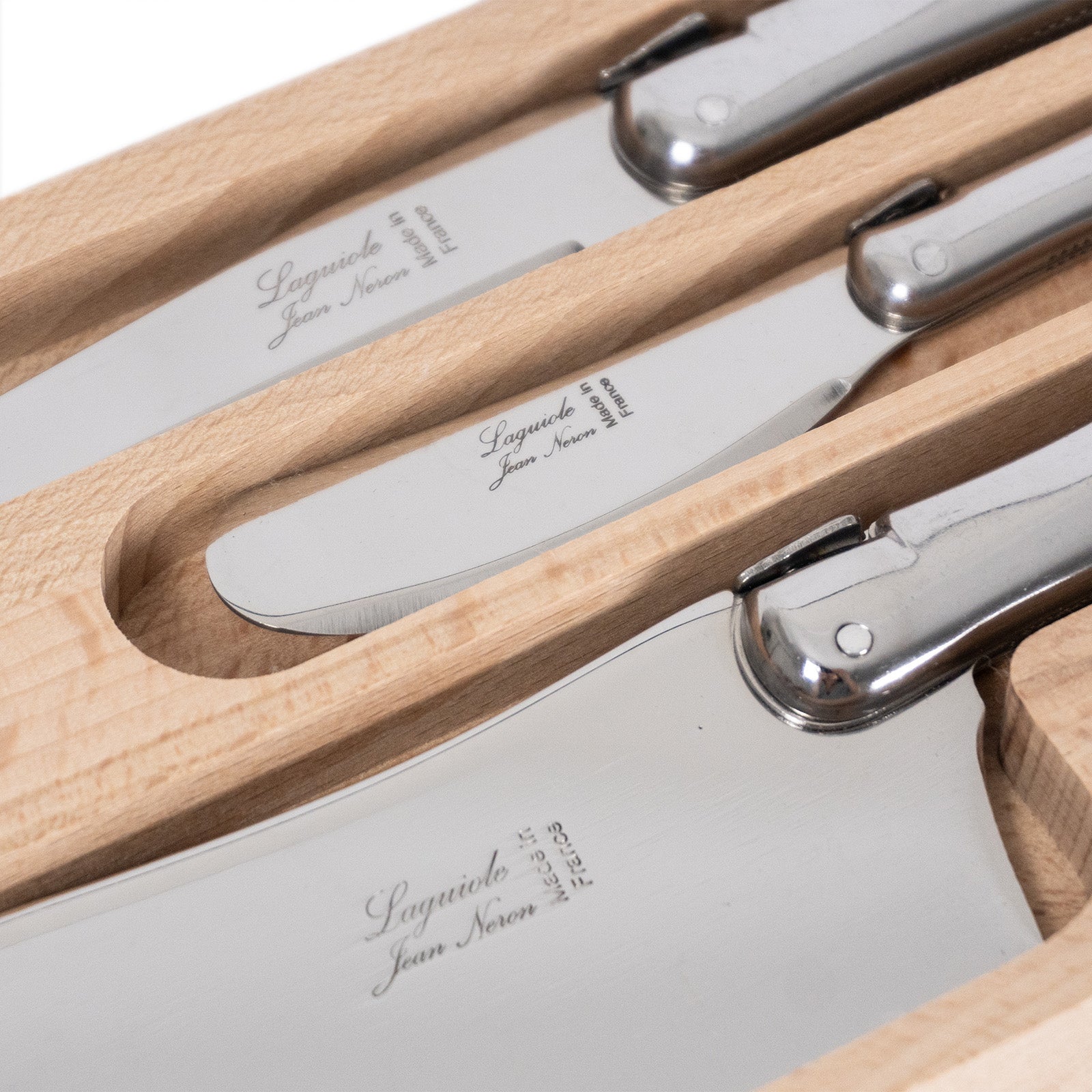 Laguiole Jean Neron Stainless Steel Handle Cheese & Pate Knife Set with Cleaver