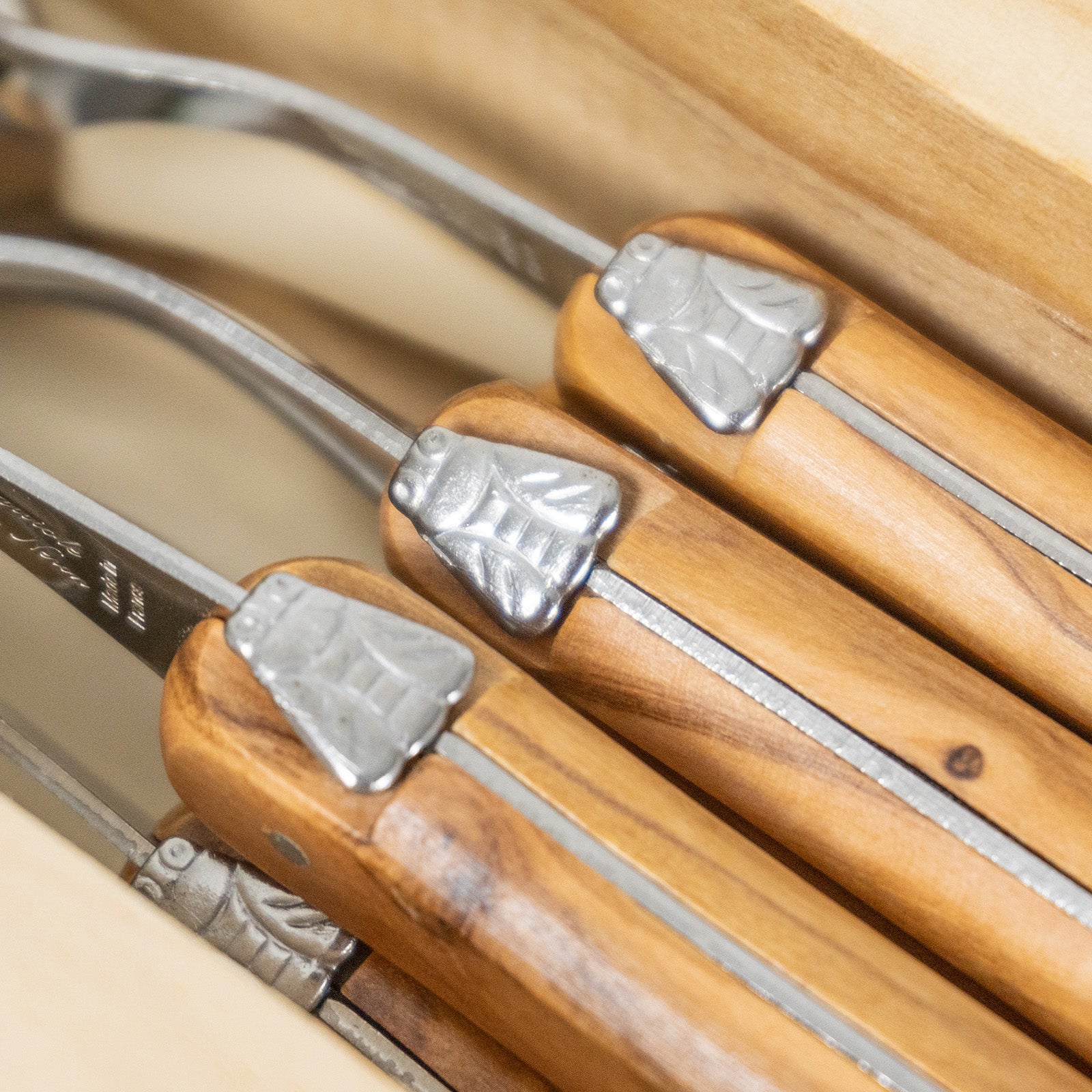 Laguiole Jean Neron Olive Wood Cutlery Set of 24