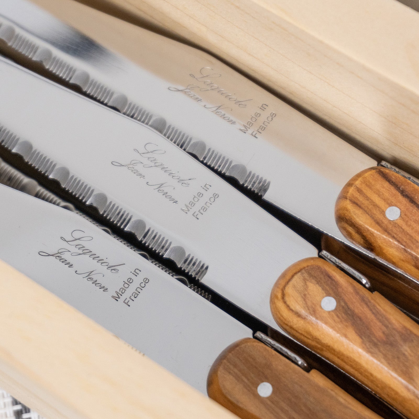 Laguiole Jean Neron Olive Wood Cutlery Set of 24