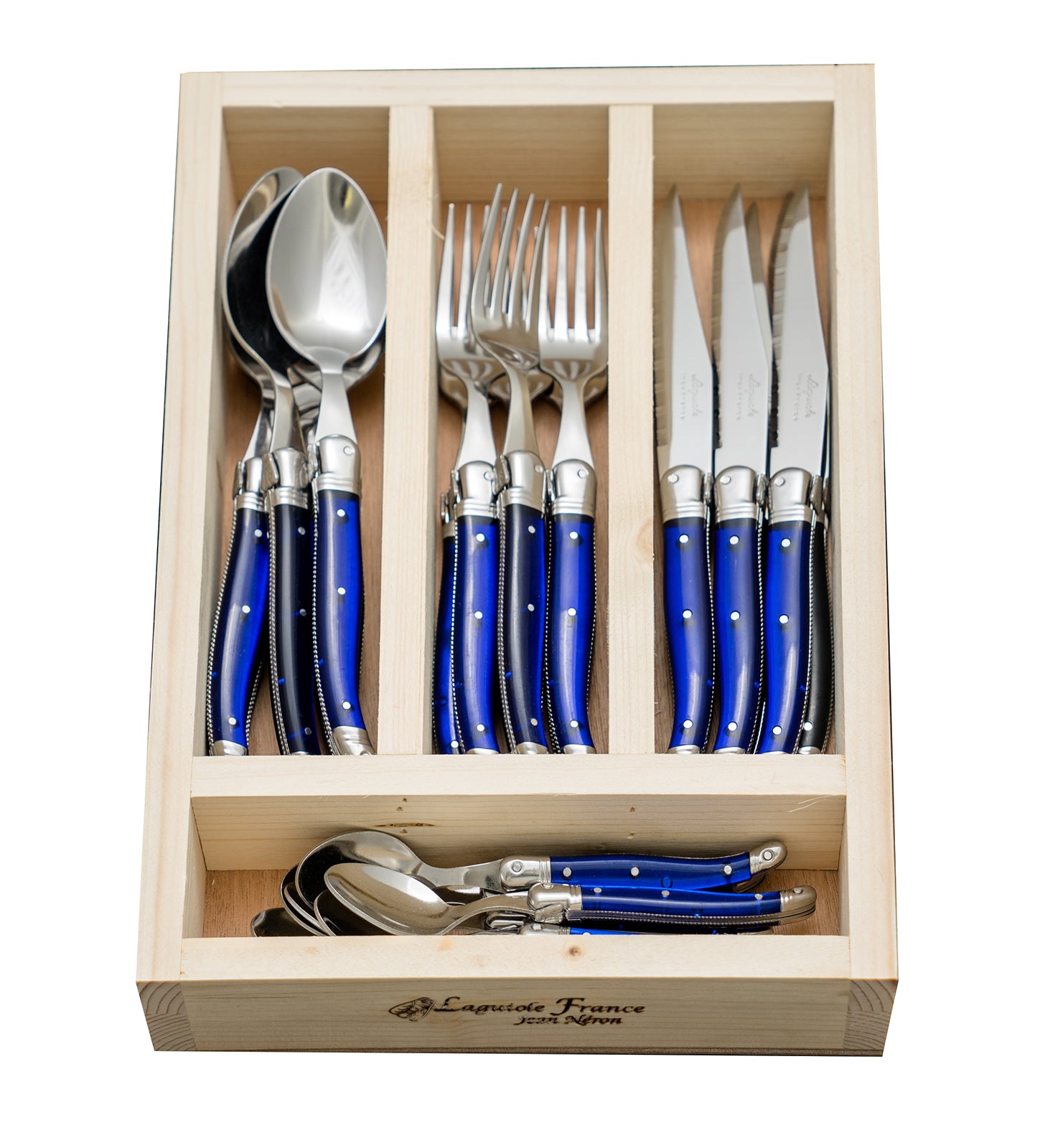 Laguiole Jean Neron Cutlery Set of 24 - French Blue