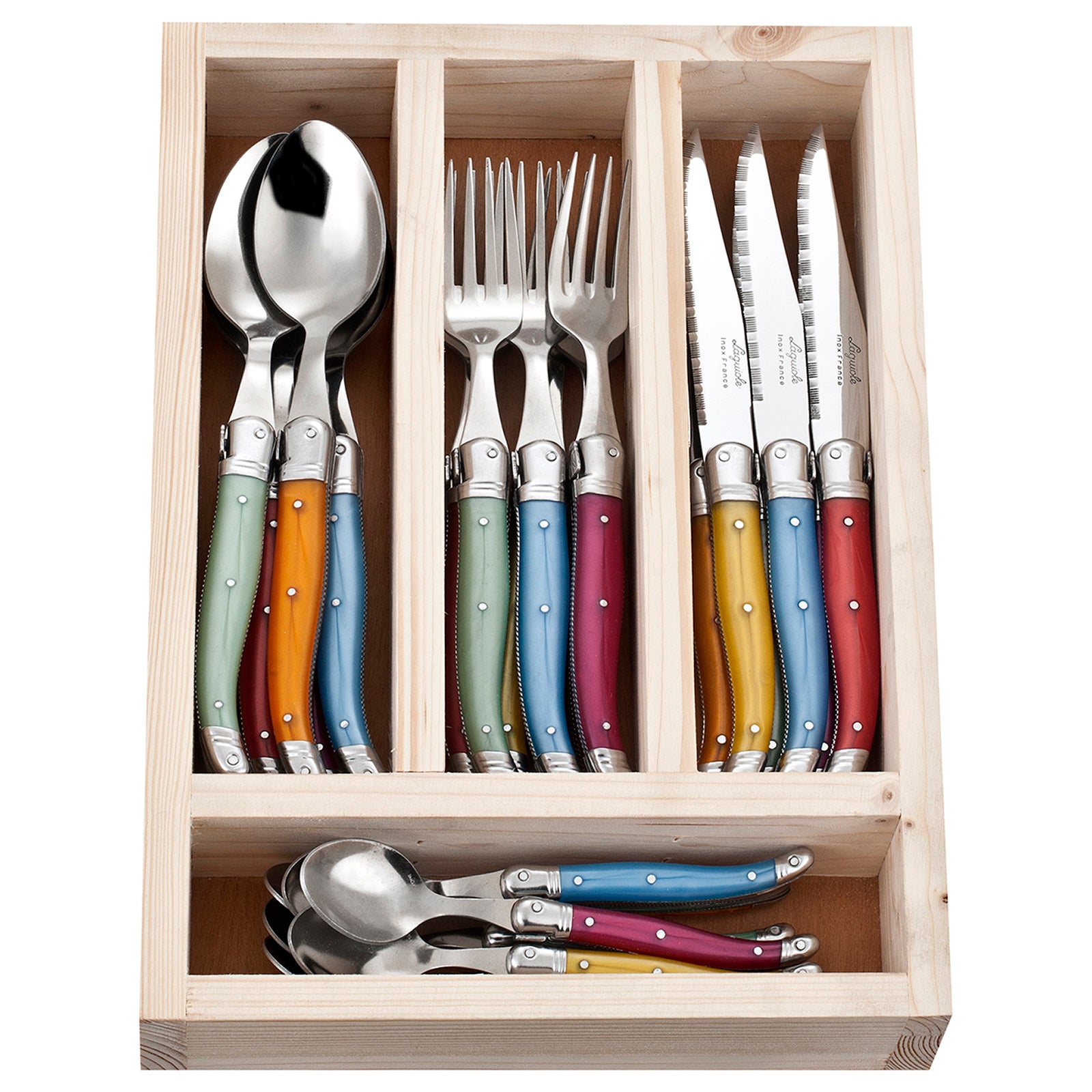 Laguiole Jean Neron Cutlery Set of 24 - Mixed Colour