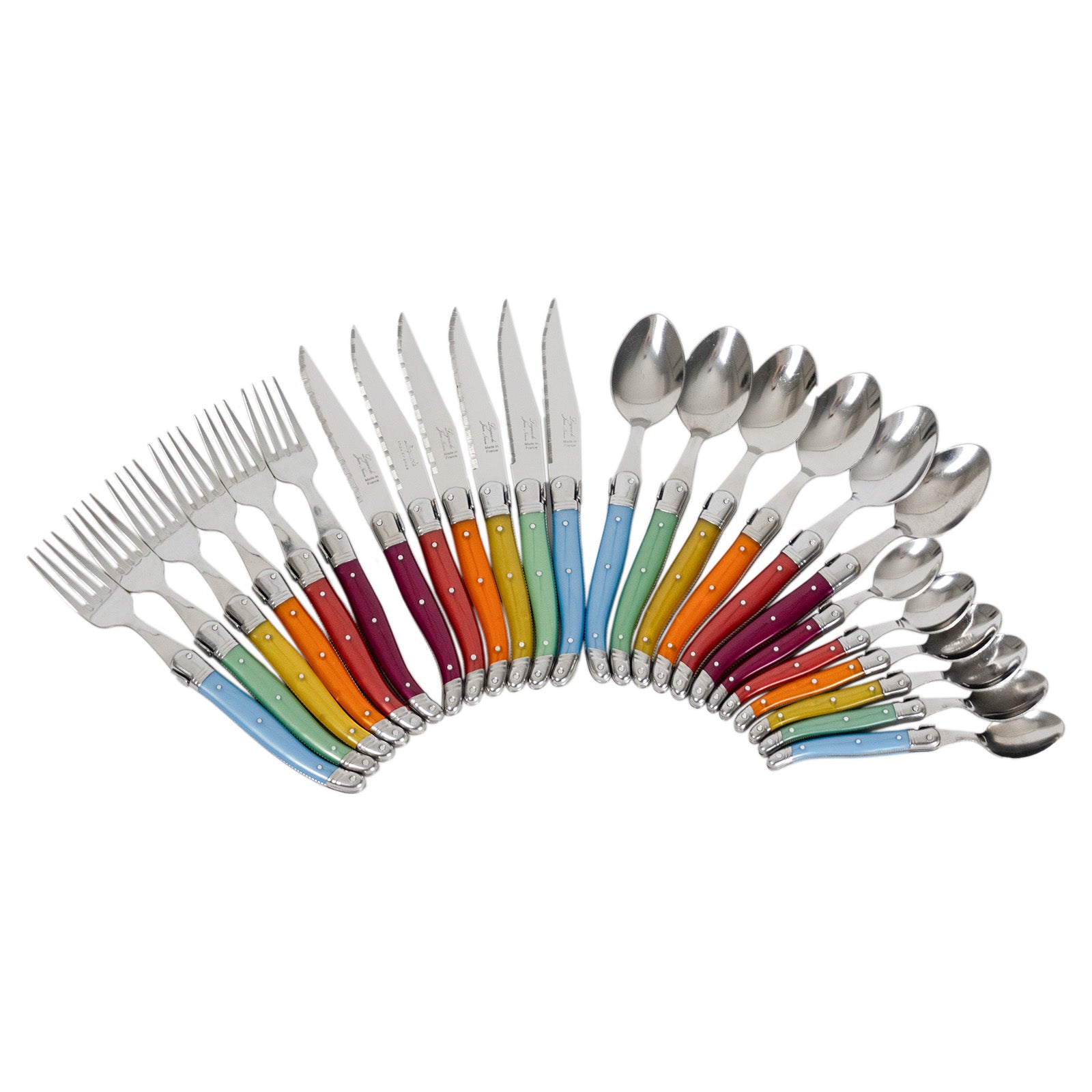 Laguiole Jean Neron Cutlery Set of 24 - Mixed Colour