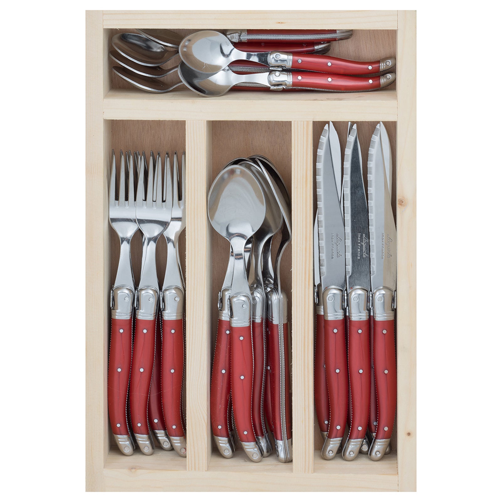 Laguiole Jean Neron Cutlery Set of 24 - Red