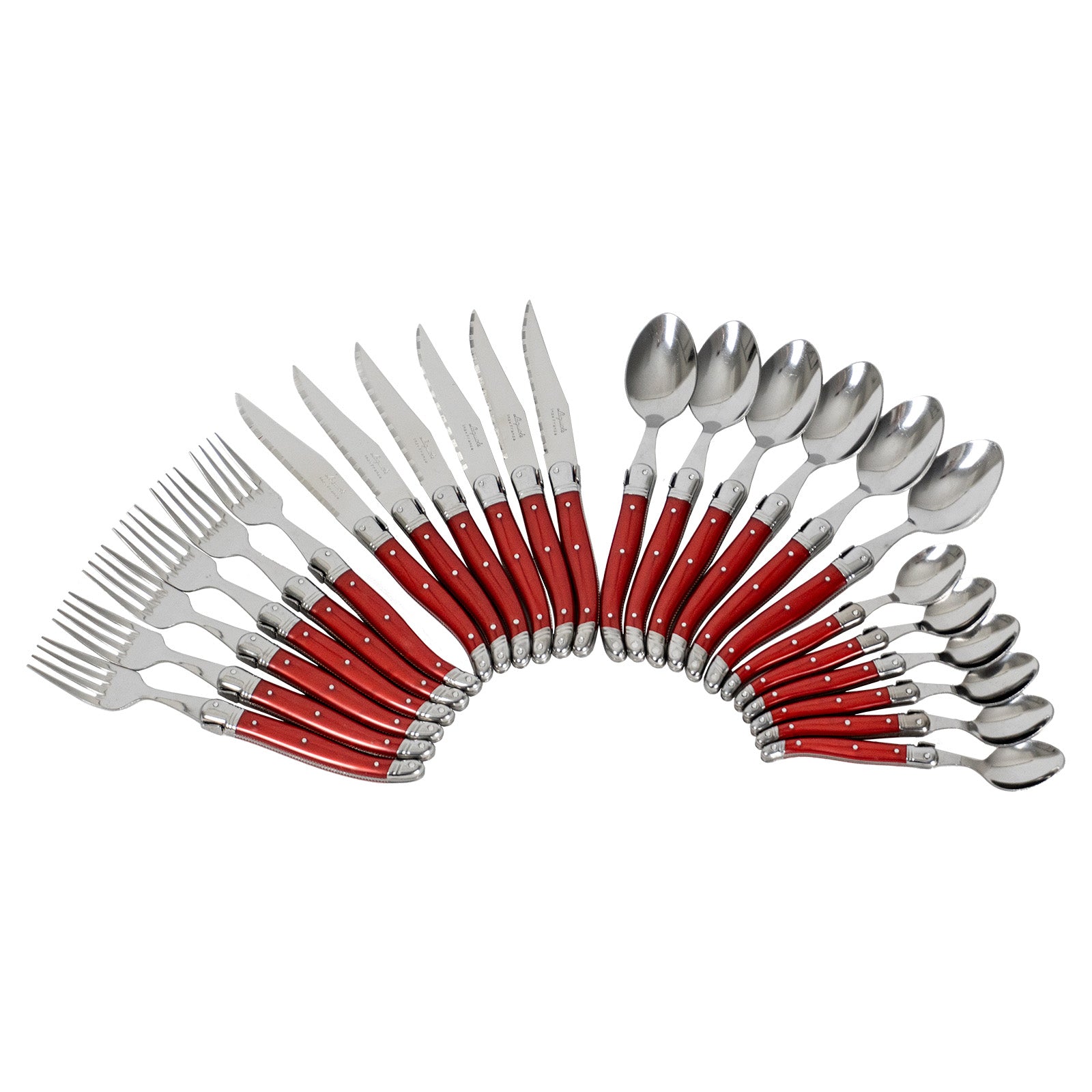 Laguiole Jean Neron Cutlery Set of 24 - Red