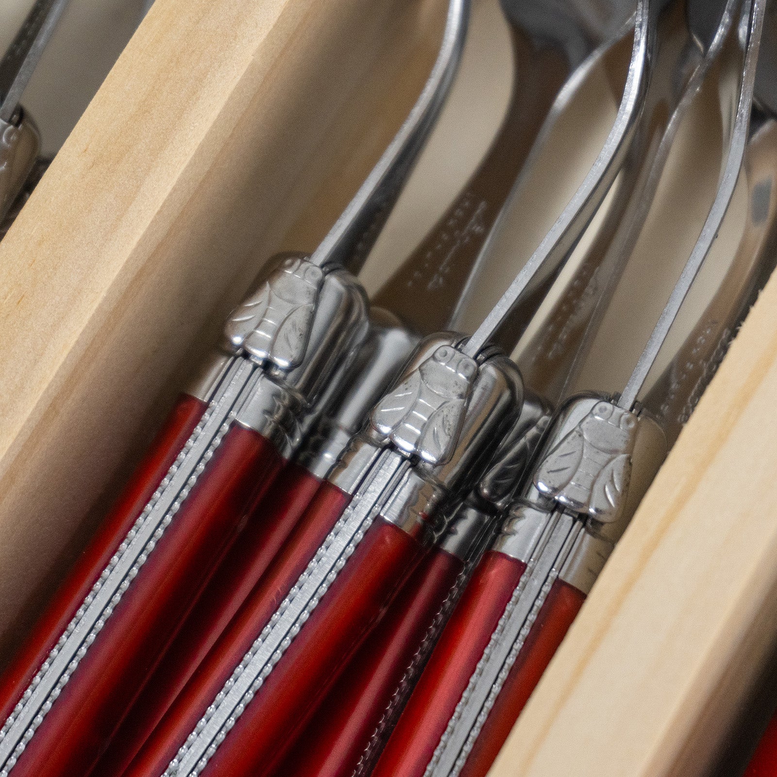 Laguiole Jean Neron Cutlery Set of 24 - Red