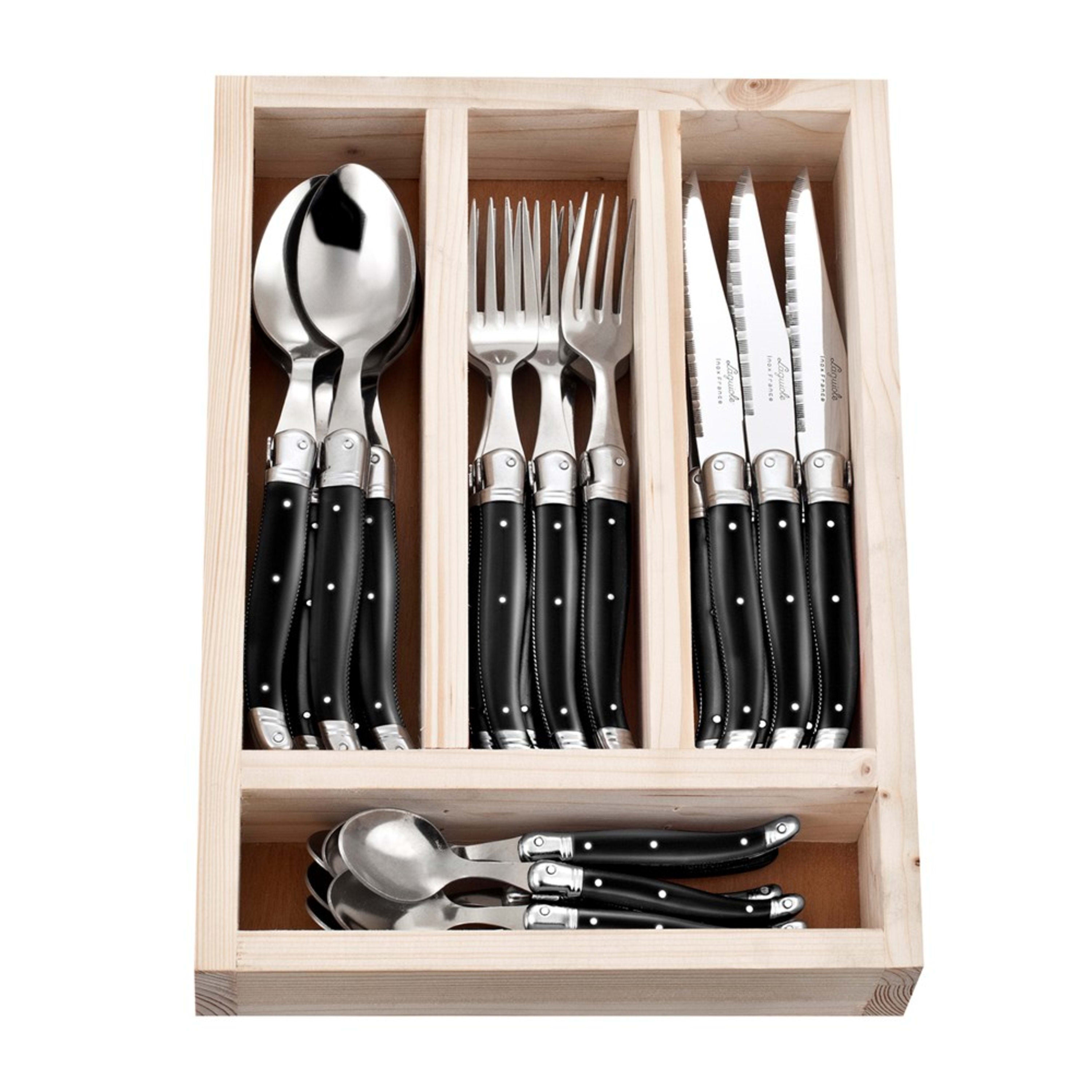 Laguiole Jean Néron 24 Piece Cutlery Set - Black