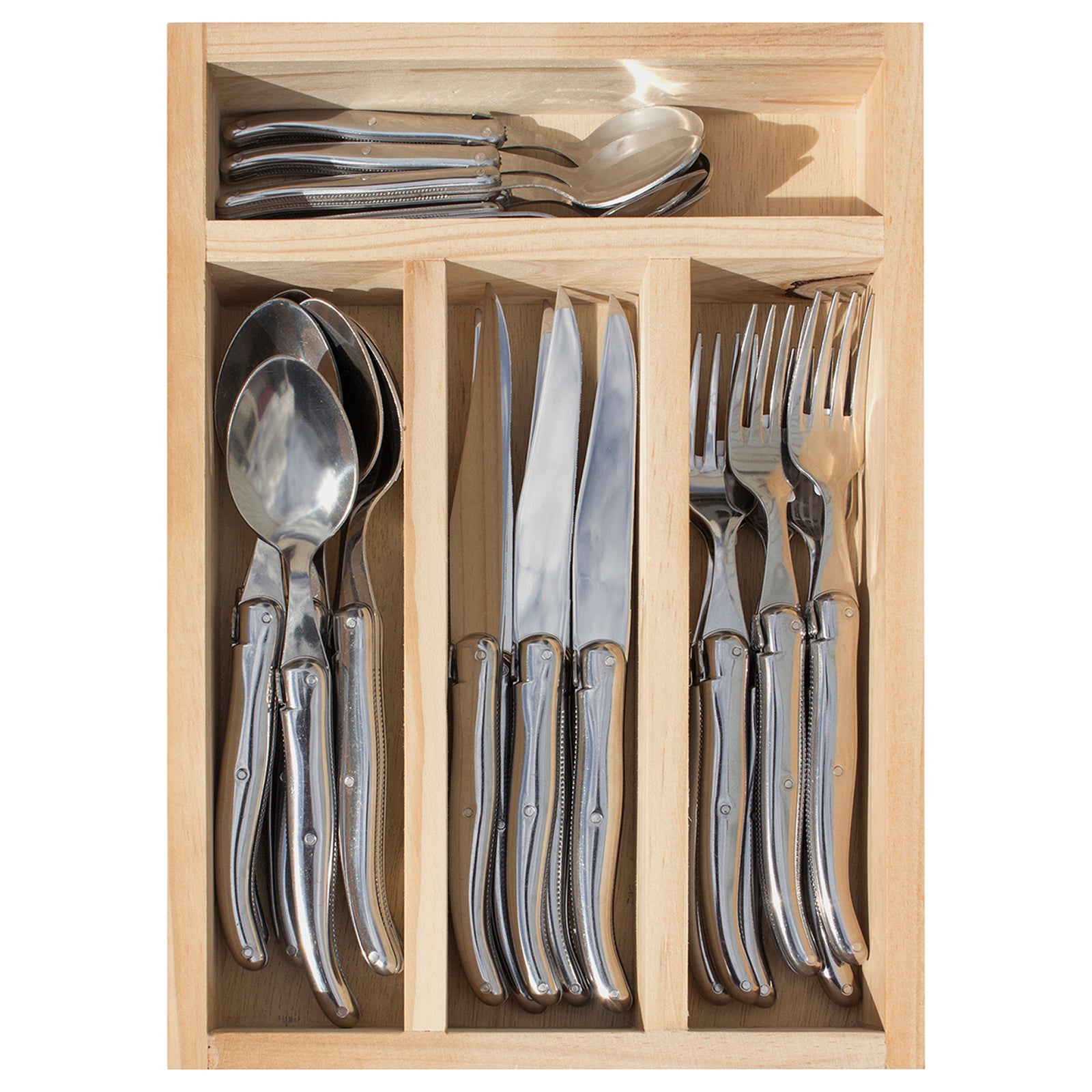 Laguiole Jean Neron Stainless Steel Handle Cutlery Set of 24