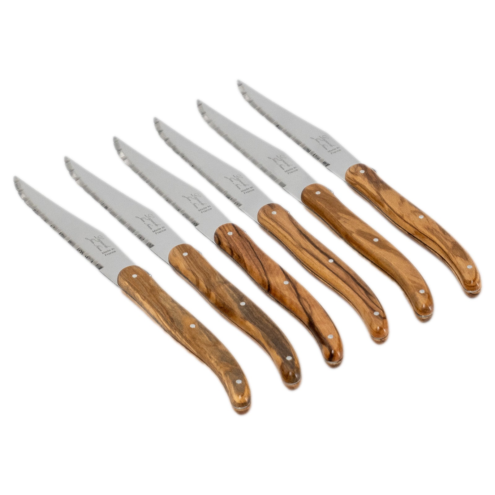 Laguiole Jean Neron Olive Wood Steak Knife Set - Gift Box