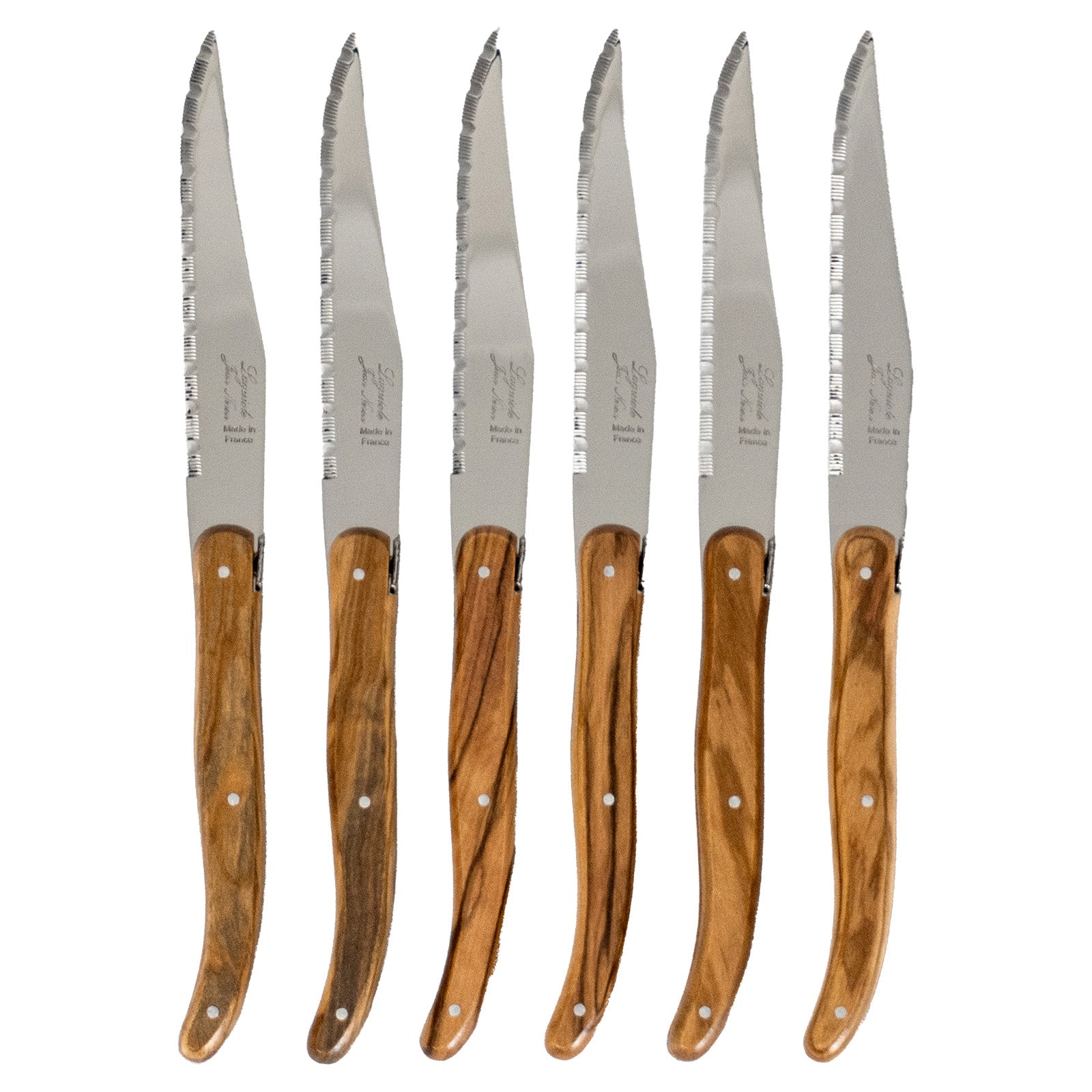Laguiole Jean Neron Olive Wood Steak Knife Set - Gift Box