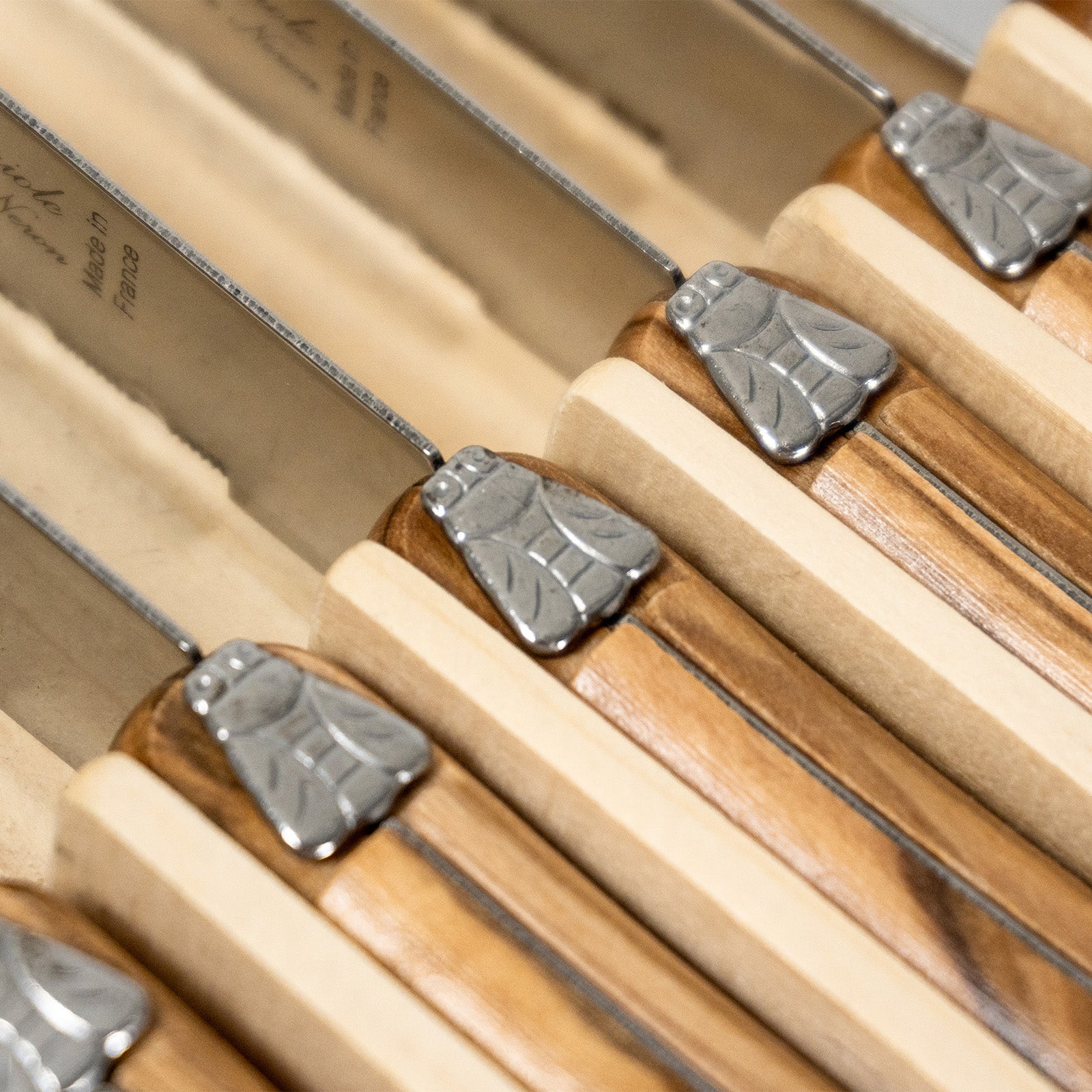 Laguiole Jean Neron Olive Wood Steak Knife Set - Gift Box