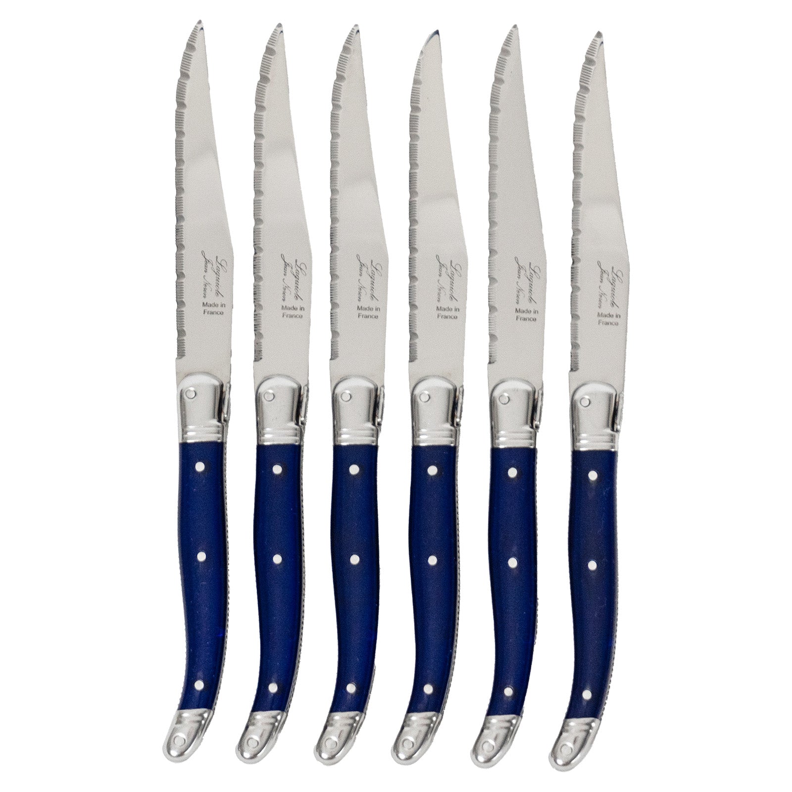 Laguiole Jean Neron French Blue Steak Knife Set - Gift Box
