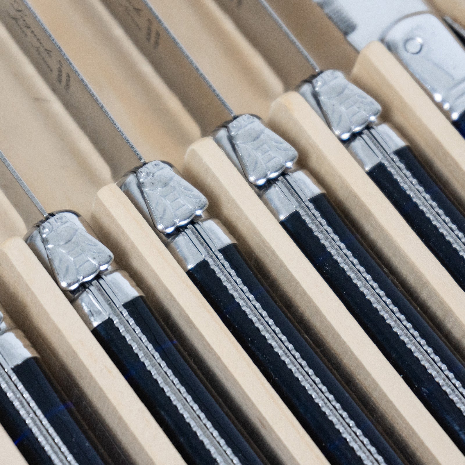 Laguiole Jean Neron French Blue Steak Knife Set - Gift Box