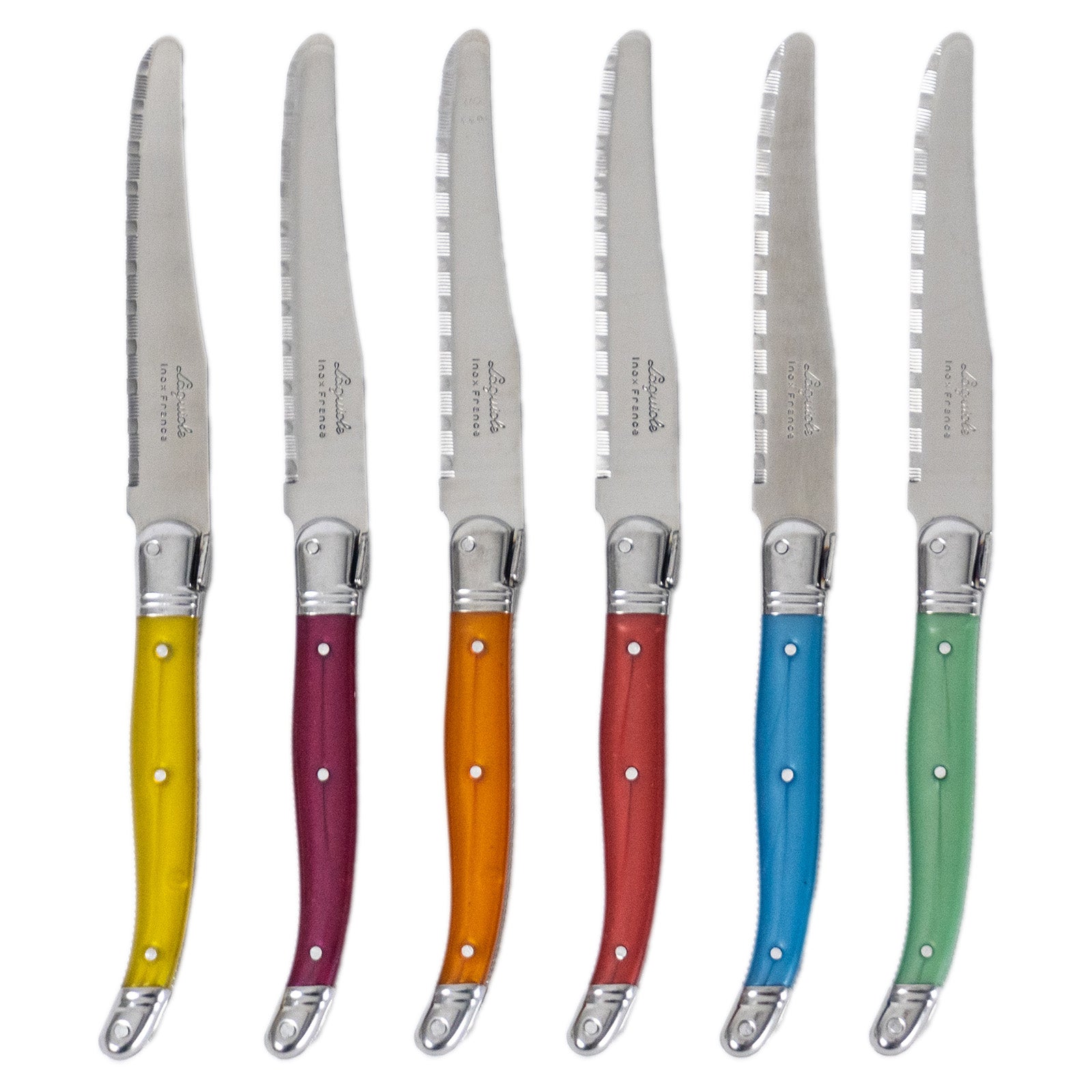 Laguiole Jean Neron Mixed Colour Steak Knife Set - Gift Box