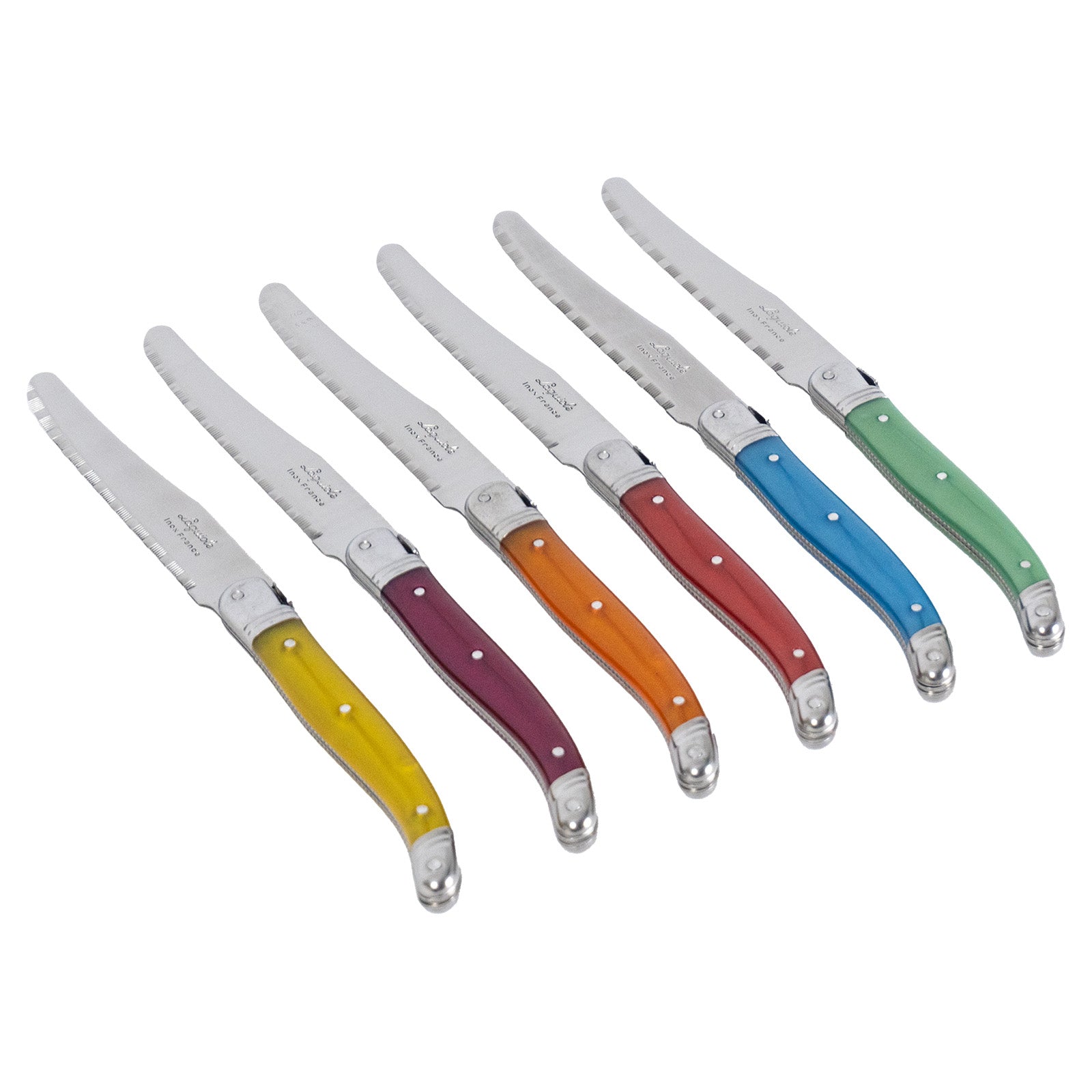 Laguiole Jean Neron Mixed Colour Steak Knife Set - Gift Box