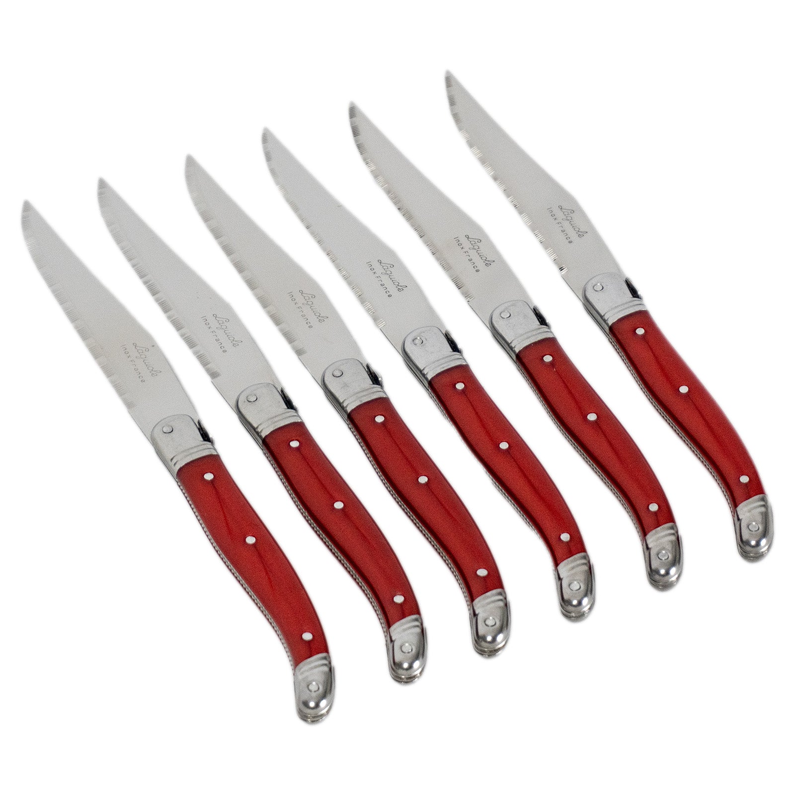 Laguiole Jean Neron Red Steak Knife Set - Gift Box