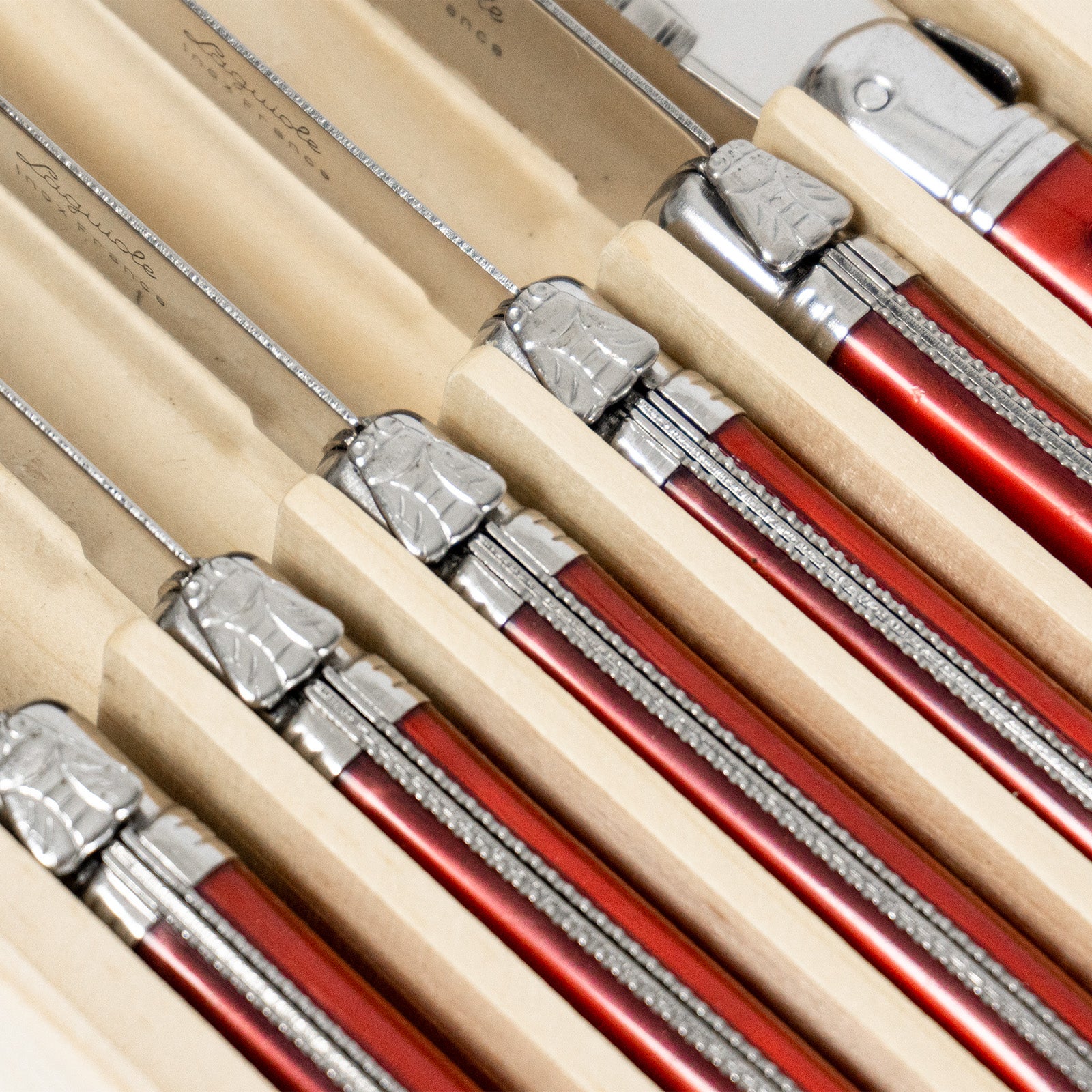 Laguiole Jean Neron Red Steak Knife Set - Gift Box
