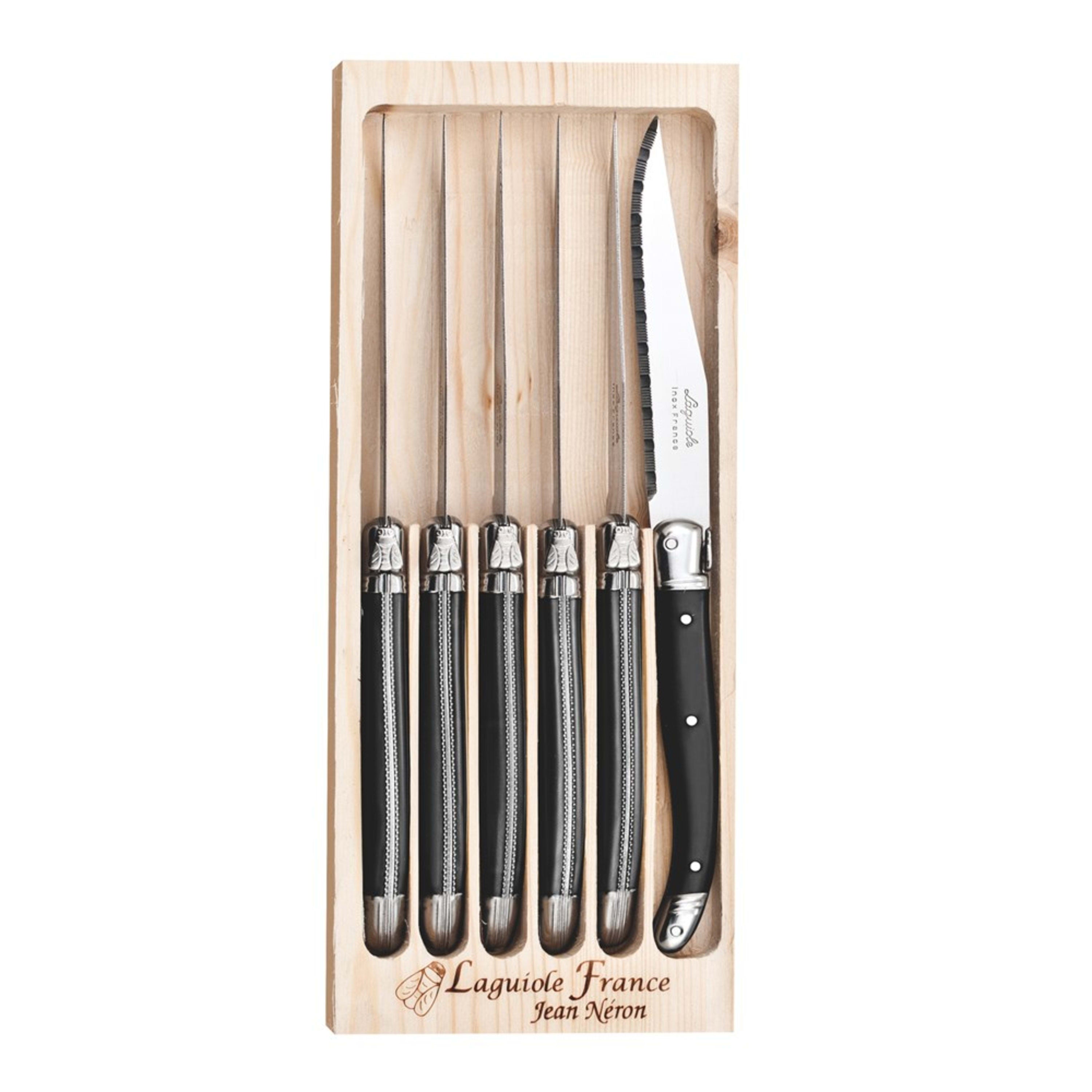 Laguiole Jean Néron 6 Piece Steak Knife Set - Black
