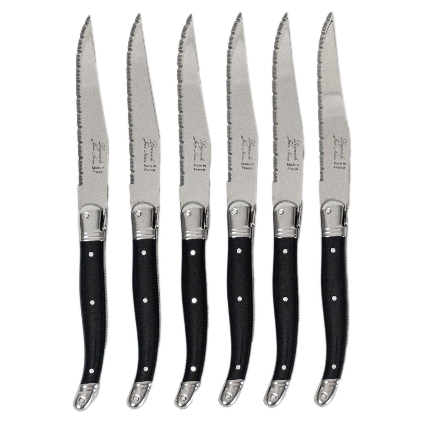 Laguiole Jean Neron Black Steak Knife Set - Gift Box
