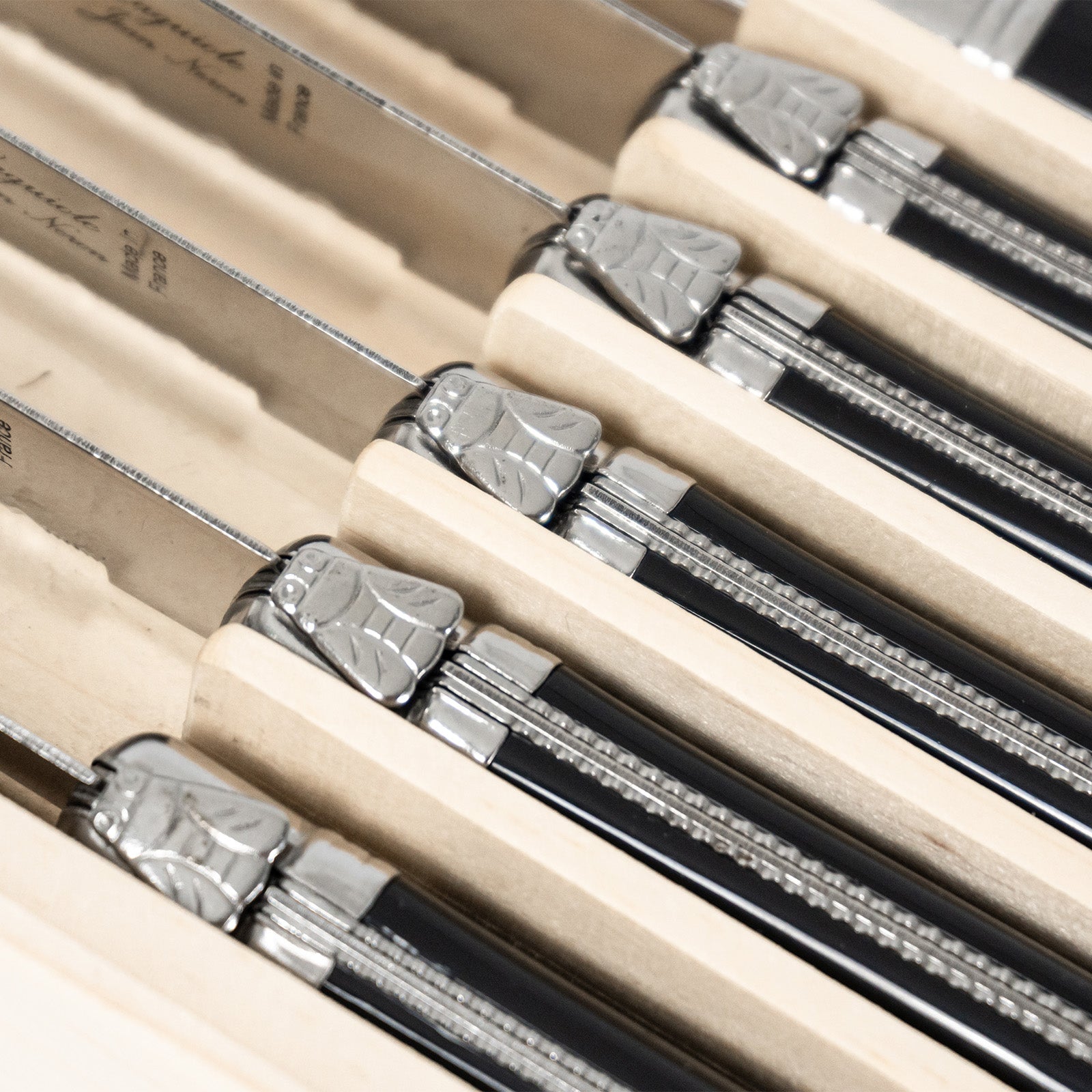 Laguiole Jean Neron Black Steak Knife Set - Gift Box