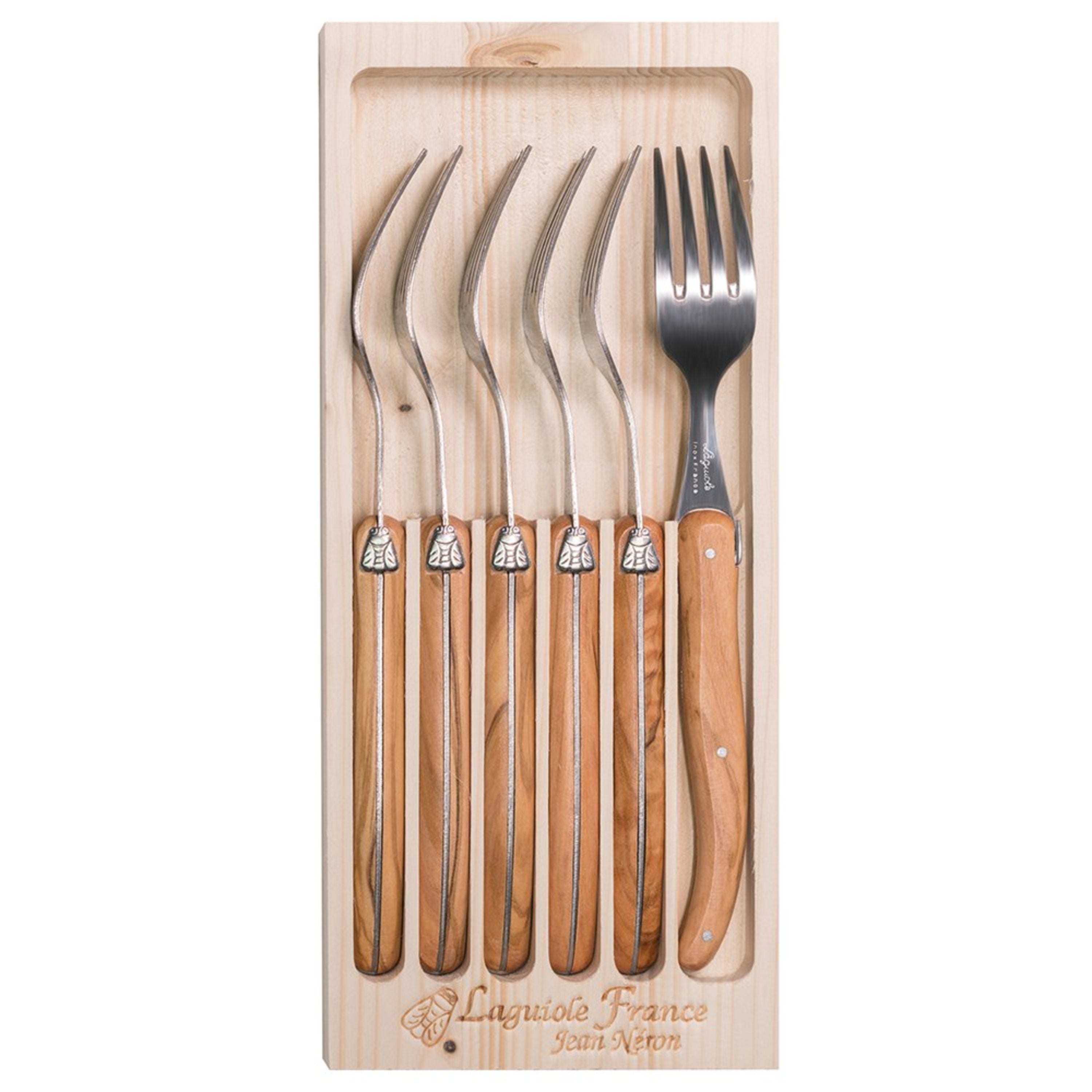 Laguiole Jean Néron 6 Piece Fork Set - Olive Wood