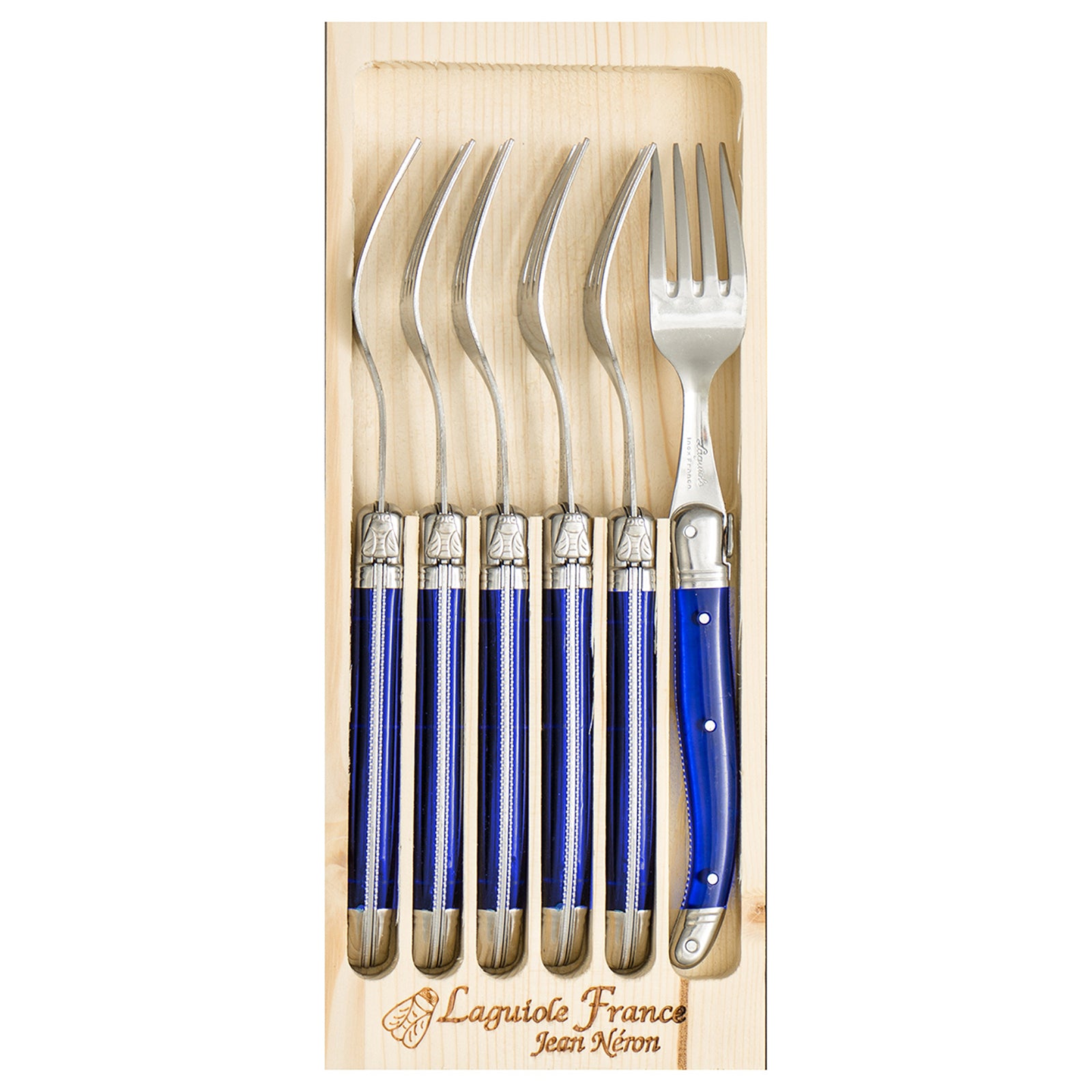 Laguiole Jean Neron Table Fork Set - French Blue
