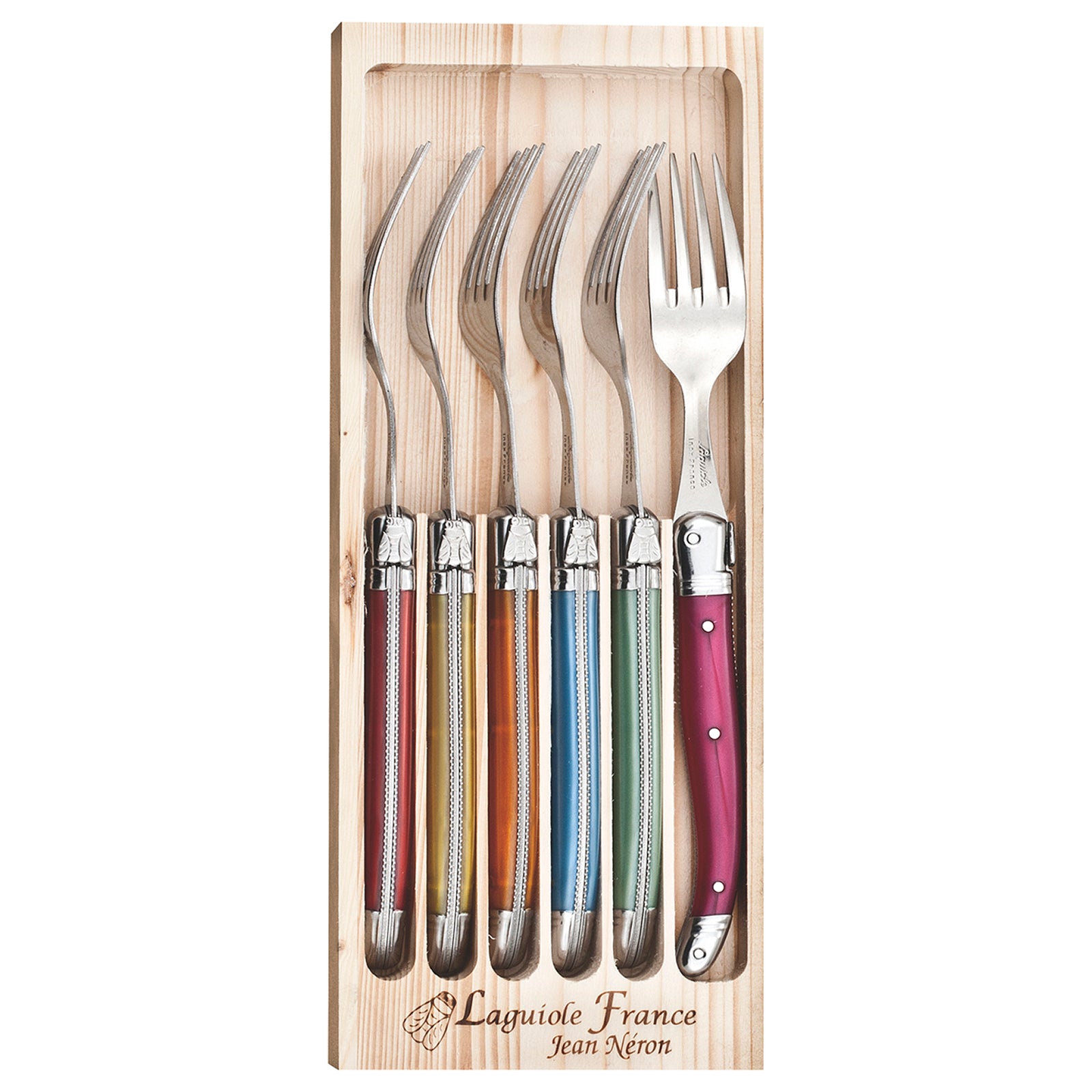 Laguiole Jean Neron Table Fork Set - Mixed Colour