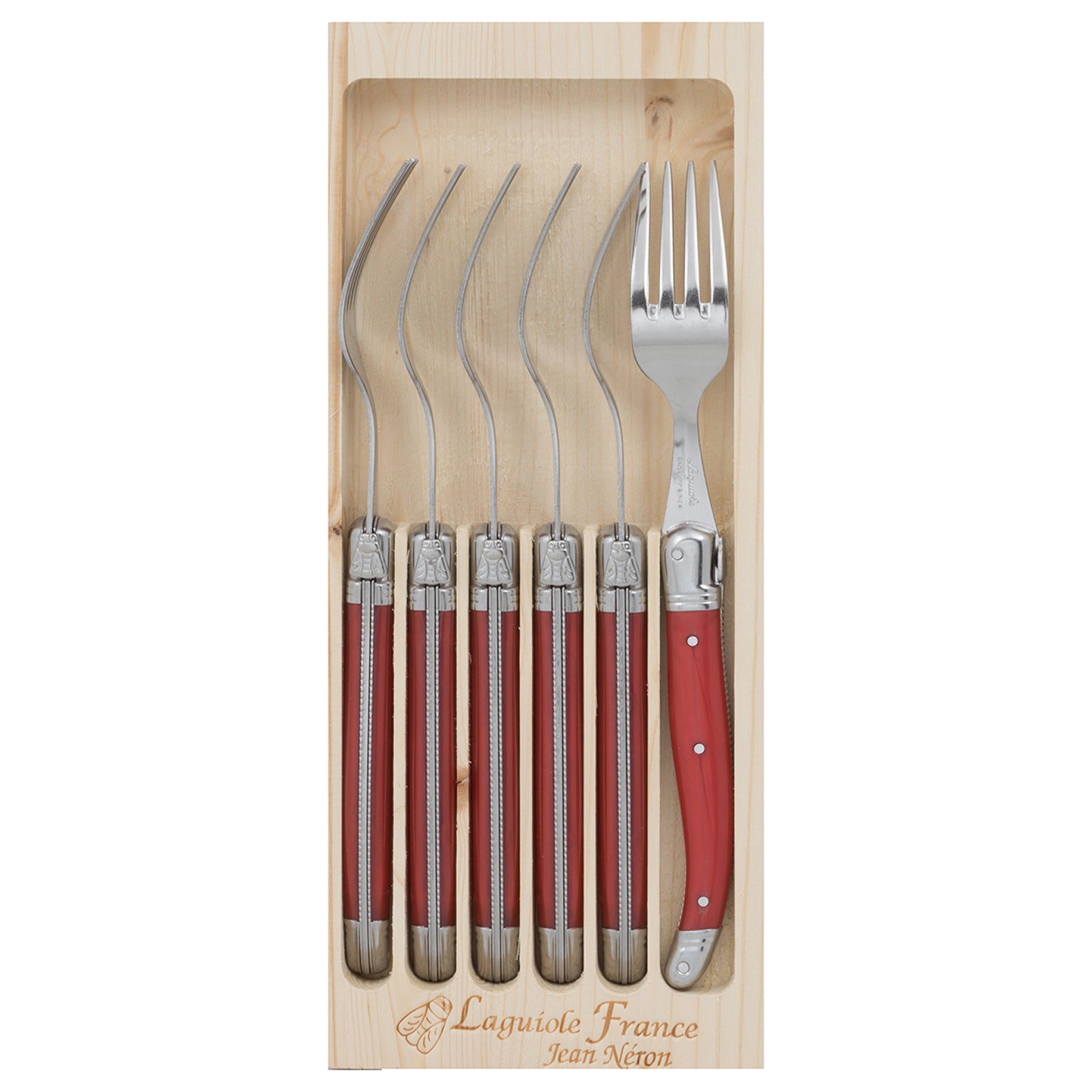 Laguiole Jean Neron Table Fork Set - Red