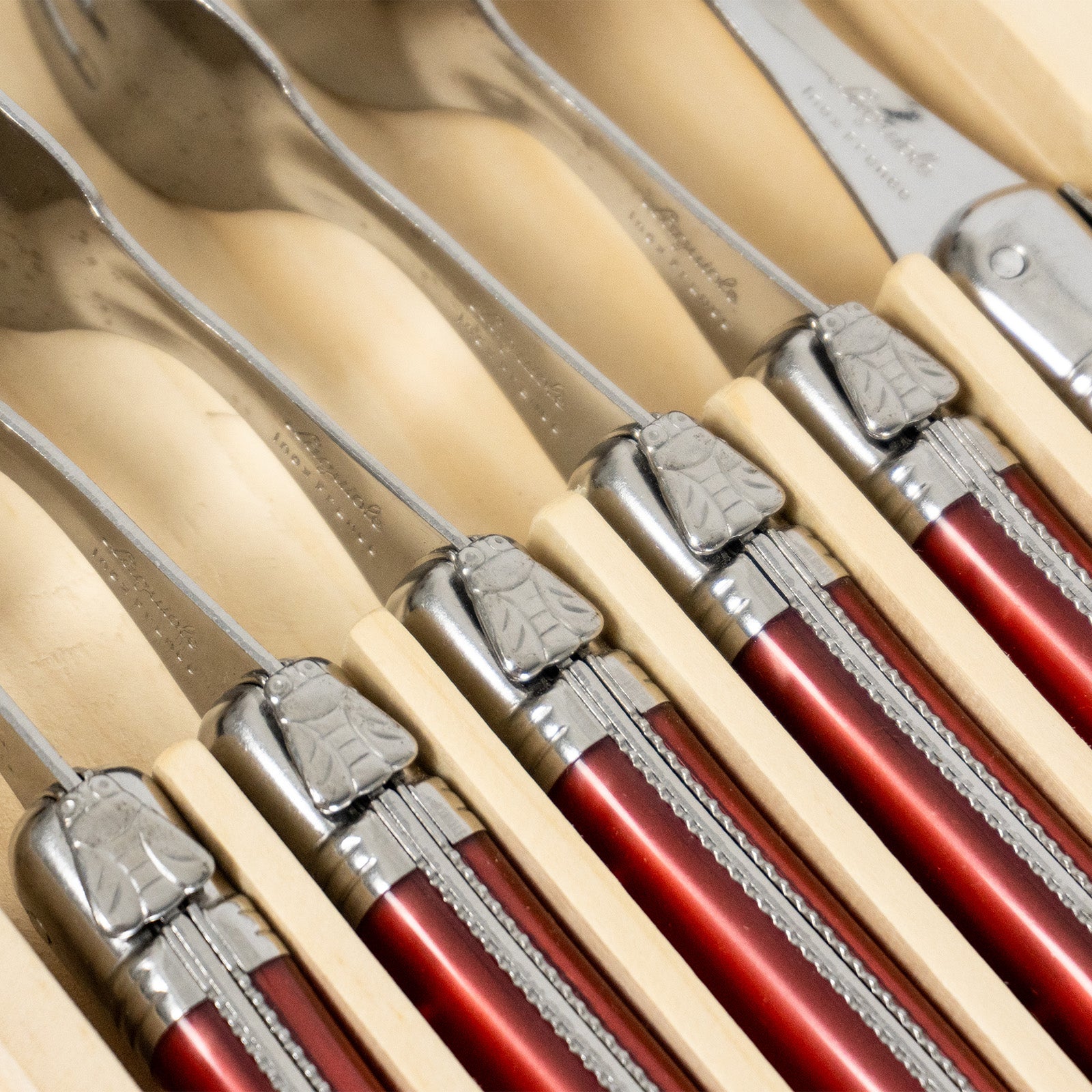 Laguiole Jean Neron Table Fork Set - Red