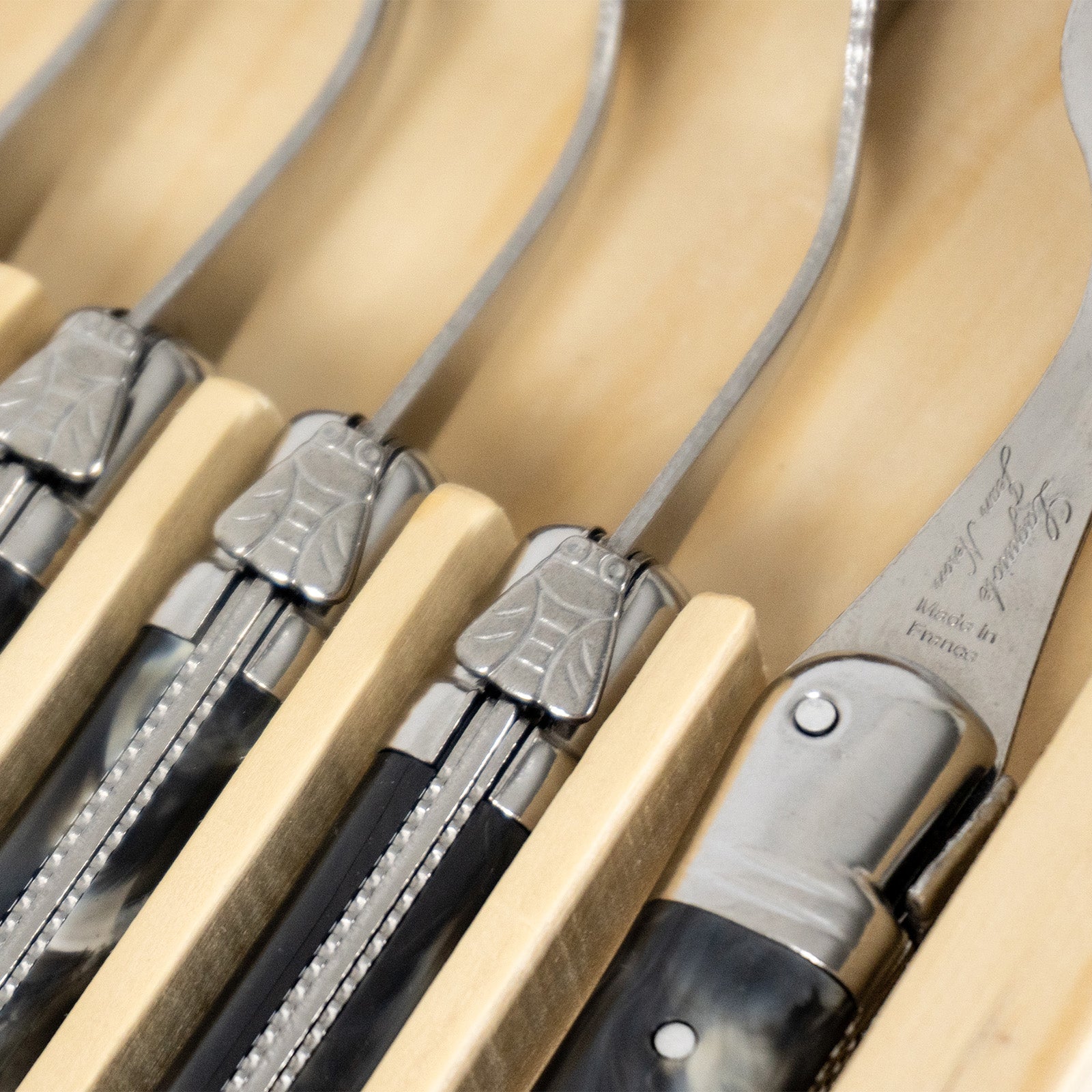 Laguiole Jean Neron Table Fork Set - Black Horn