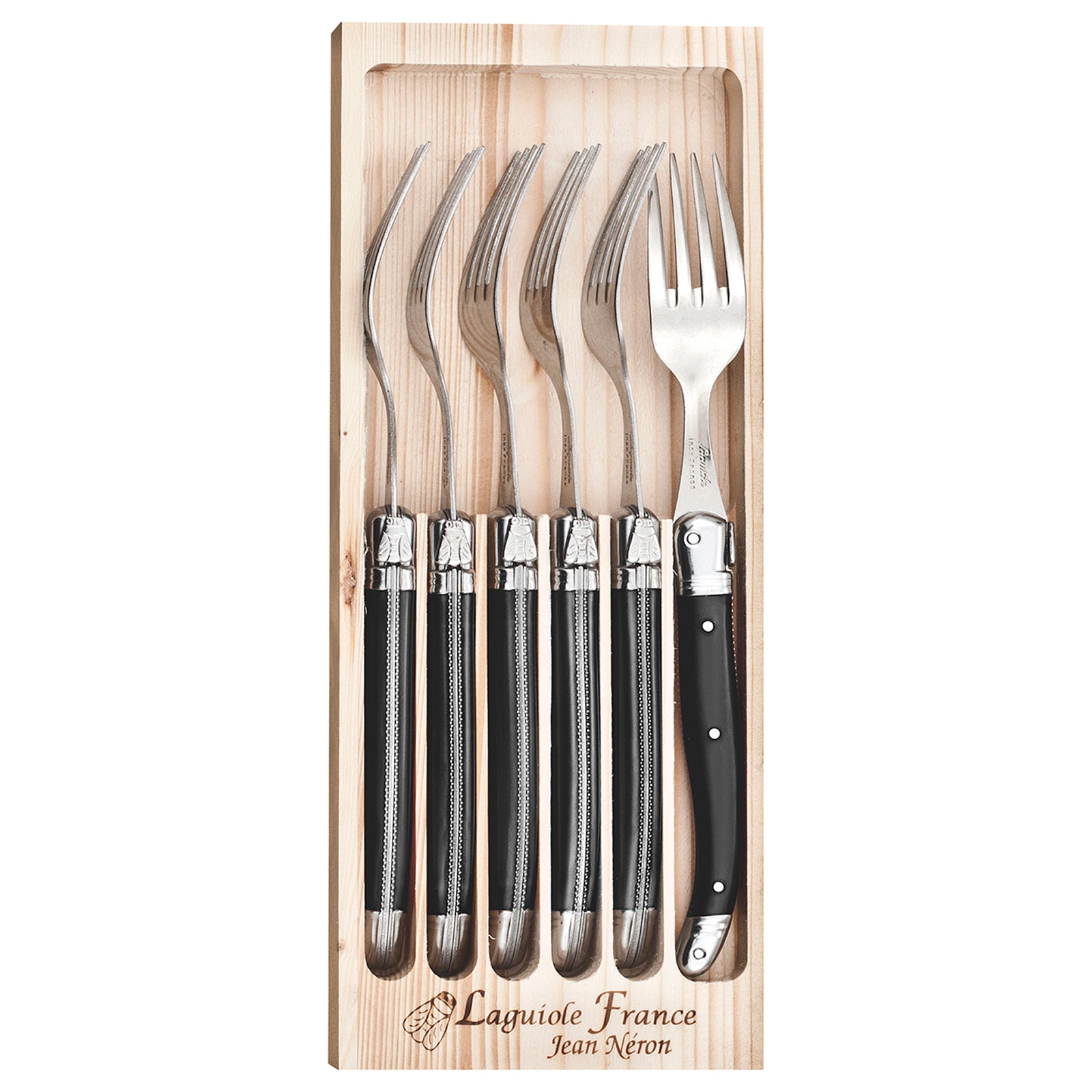 Laguiole Jean Neron Table Fork Set - Black