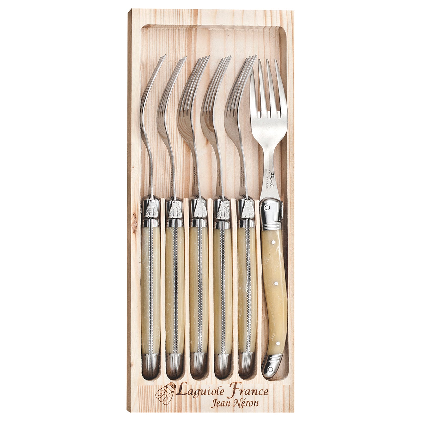 Laguiole Jean Neron Table Fork Set - Light Horn