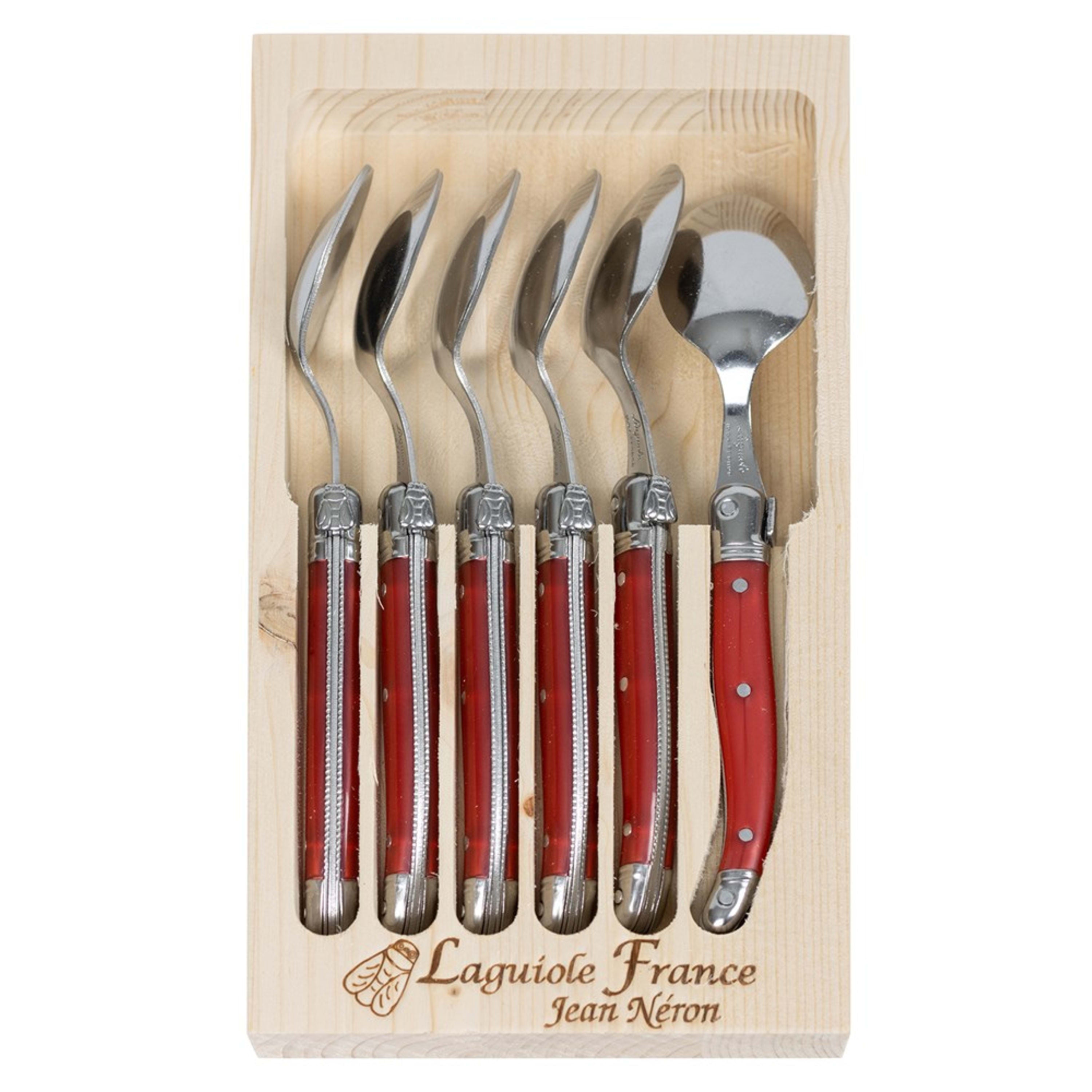 Laguiole Jean Néron 6 Piece Coffee Spoon Set - Red